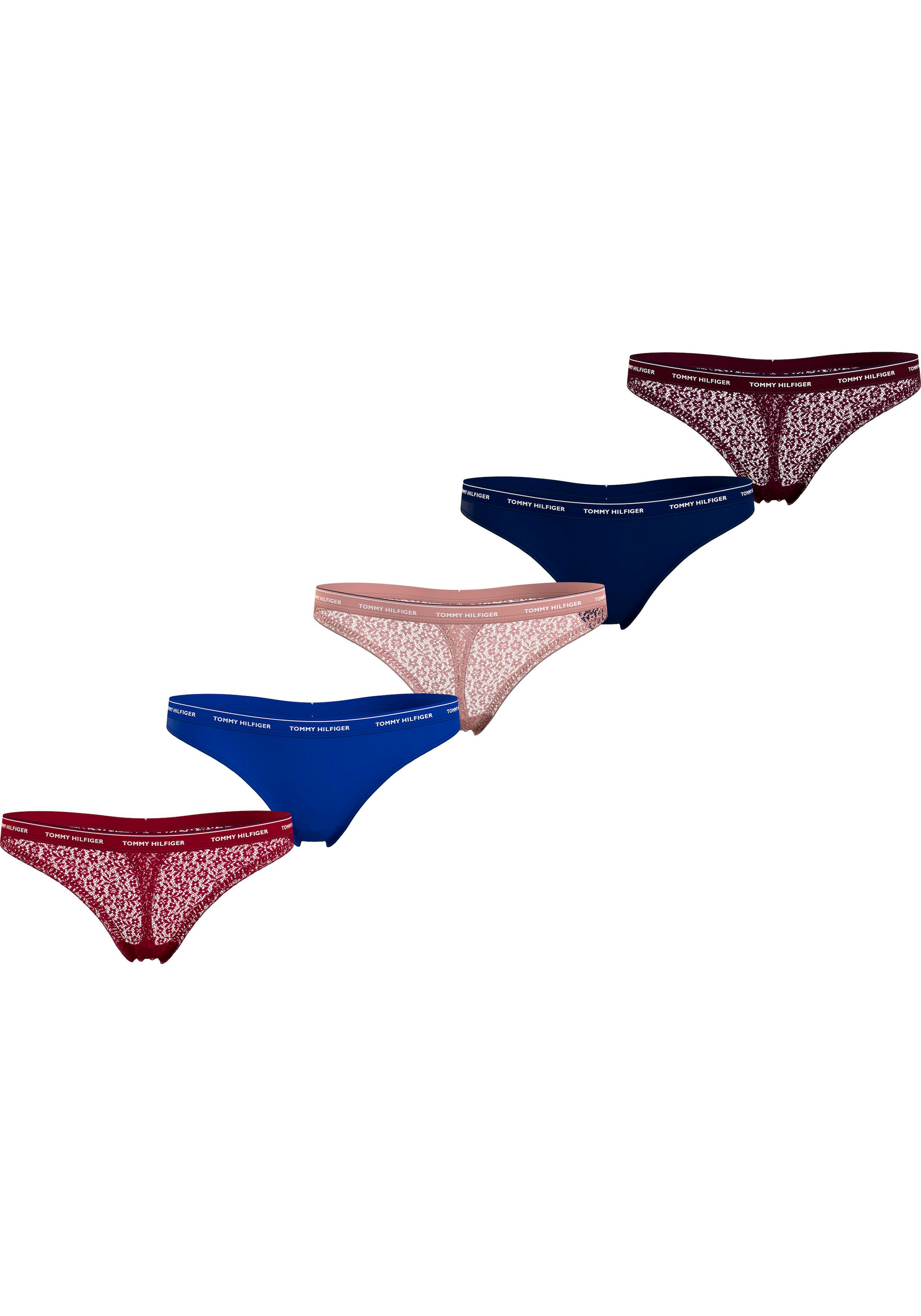mit GIFTING«, in Underwear modischem 5 bestellen Labelfarben Wäsche String (Packung, St., & Hilfiger Rechnung »THONG PACK auf 5 Tommy 5er-Pack), Logobund