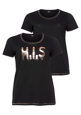 H.I.S T-Shirt »mit glänzenden Druck«, (2er-Pack), Große Größe kaufen