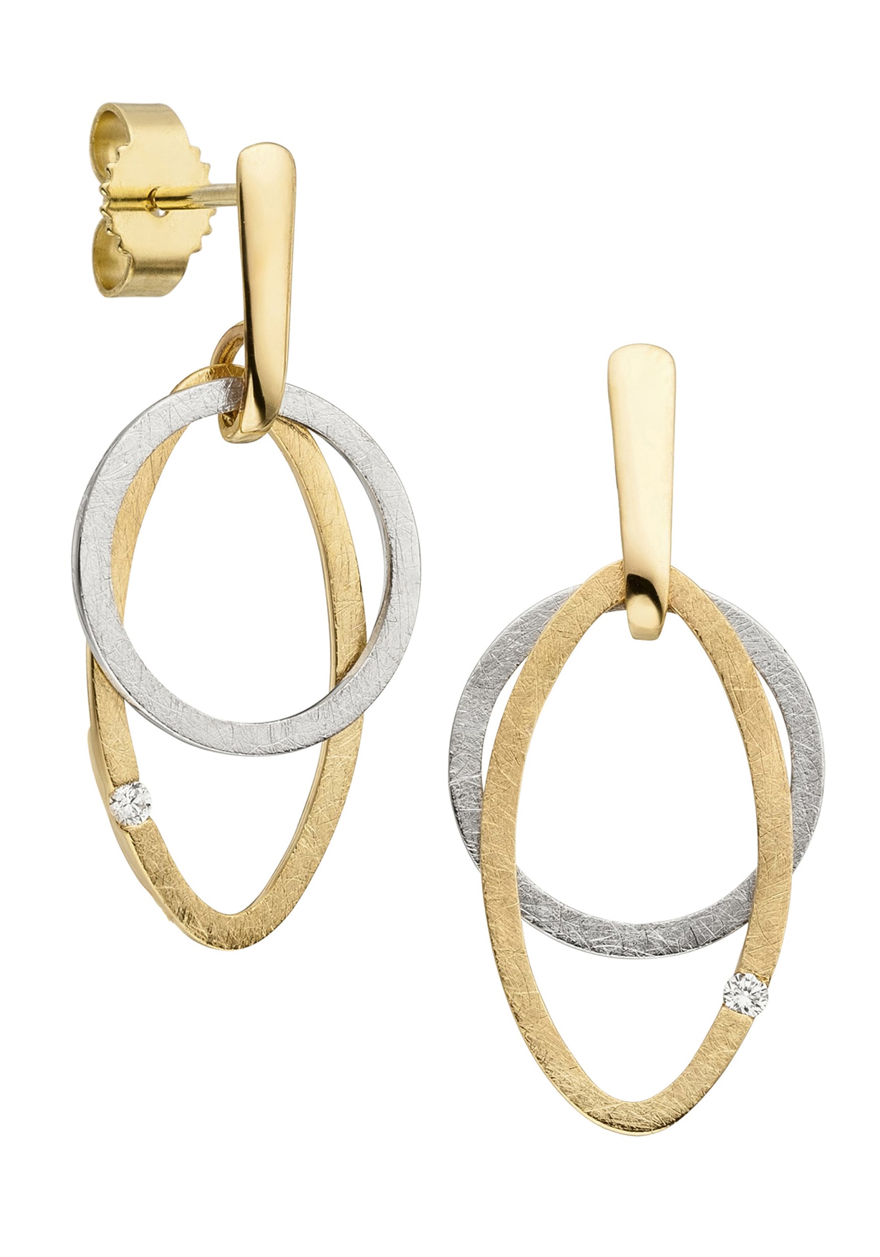 JOBO Paar Ohrhänger »Ohrringe mit 2 Diamanten«, 585 Gold bicolor eismatt  online kaufen | I\'m walking