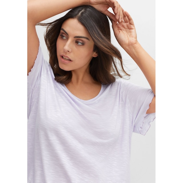 Sheego T-Shirt »Große Größen«, mit weitem V-Ausschnitt und Rollkanten  kaufen