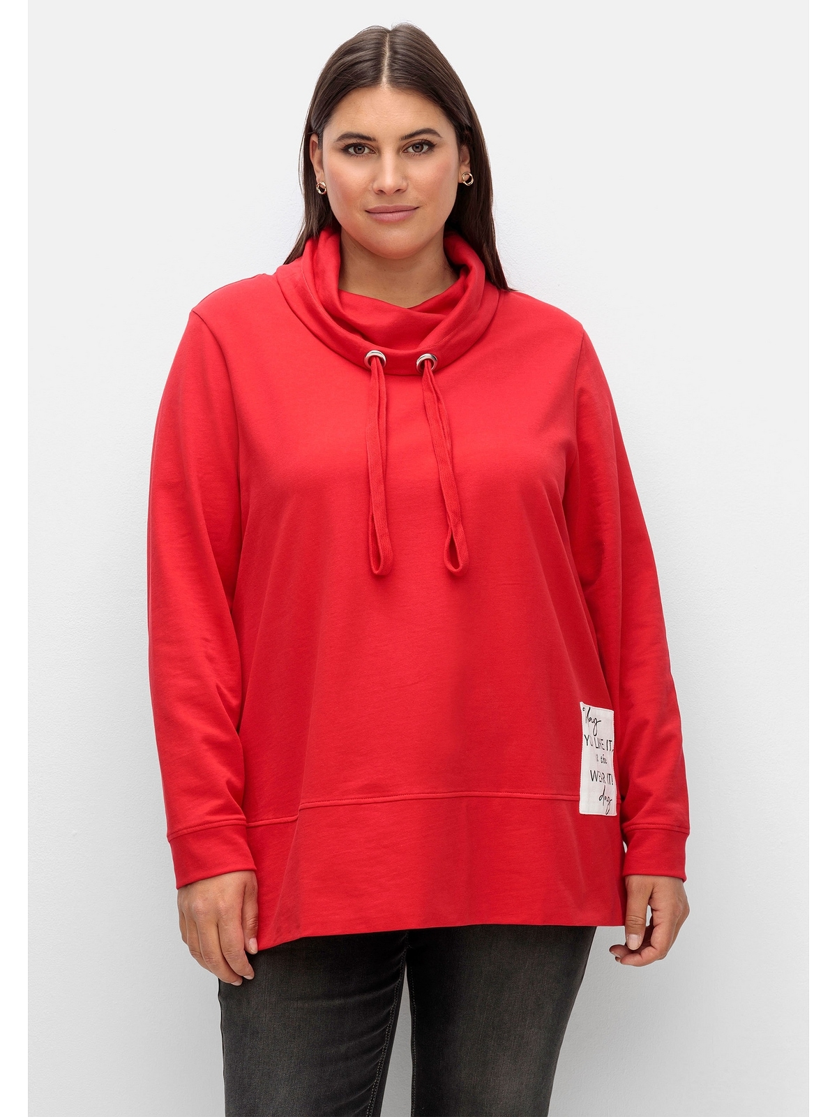 I\'m Sweatshirt seitlich shoppen mit und Größen«, | Applikation Sheego walking Stehkragen »Große
