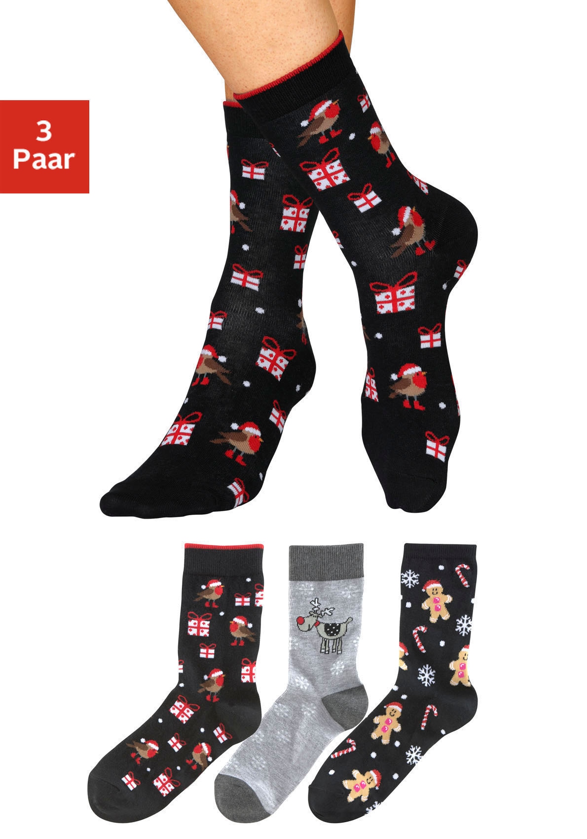 Socken, I\'m mit bestellen | lustigen Weihnachtsmotiven Paar), (3 walking H.I.S