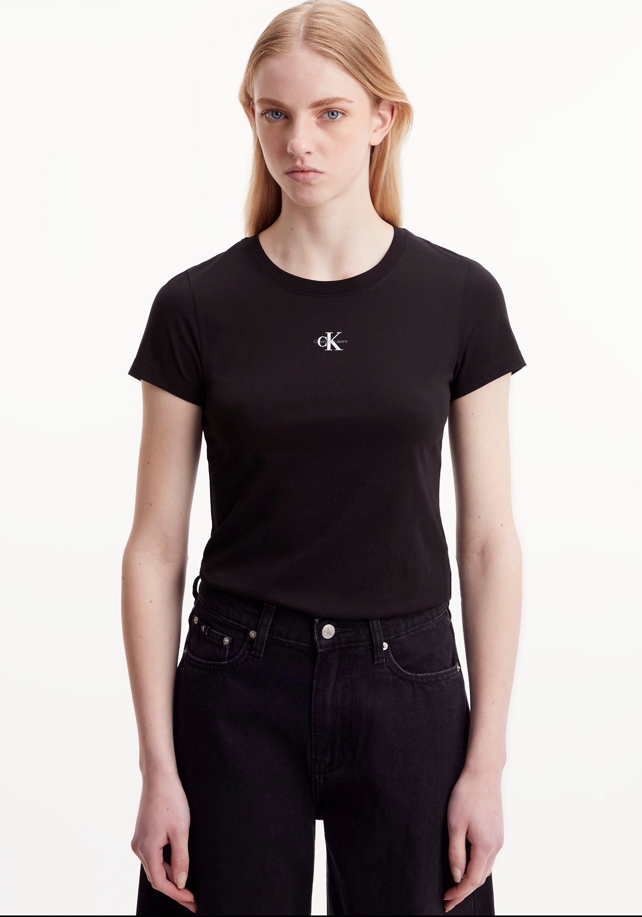Calvin Klein Jeans T-Shirt »MICRO Rundhalsausschnitt TEE«, walking MONOLOGO I\'m SLIM FIT mit | online