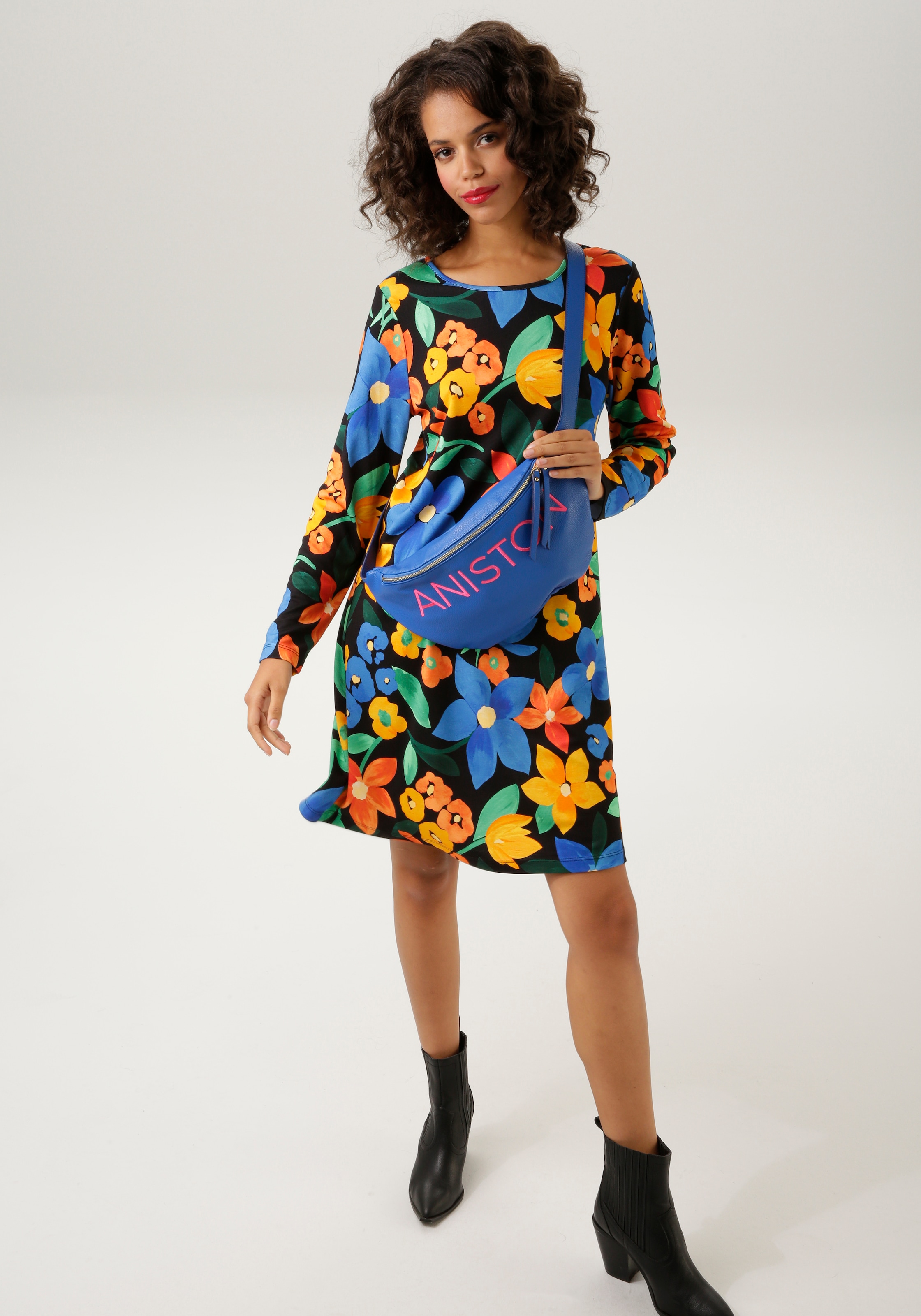 Aniston CASUAL | Minikleid, mit KOLLEKTION - NEUE großflächigem Blumendruck online walking I\'m