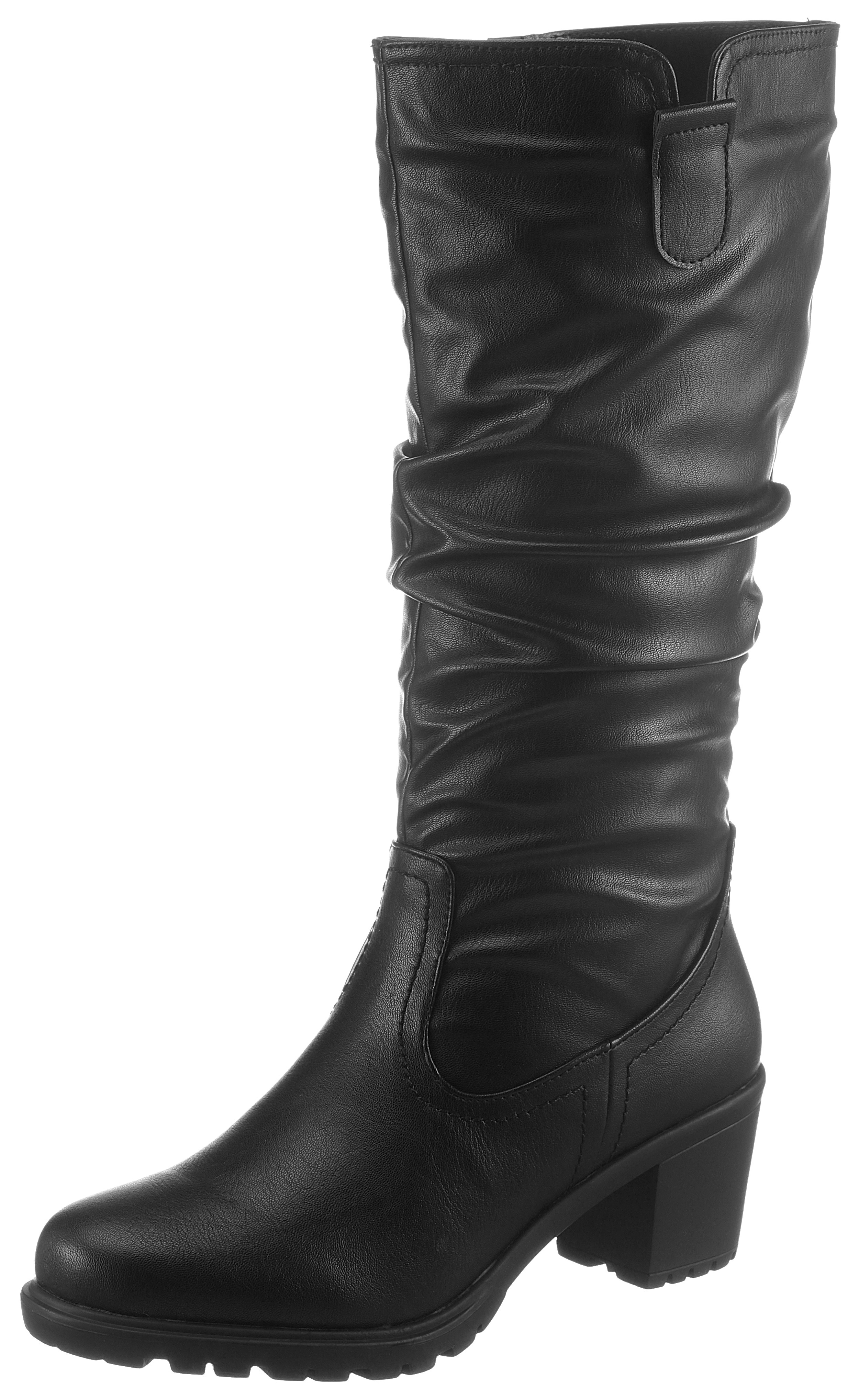 Stiefel, mit slouchy Schaft mit Raffungen