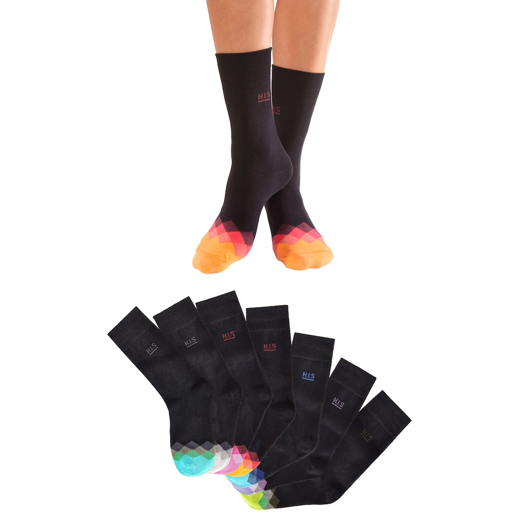 H.I.S Socken, (7 Paar), mit bunt gemusterter Spitze