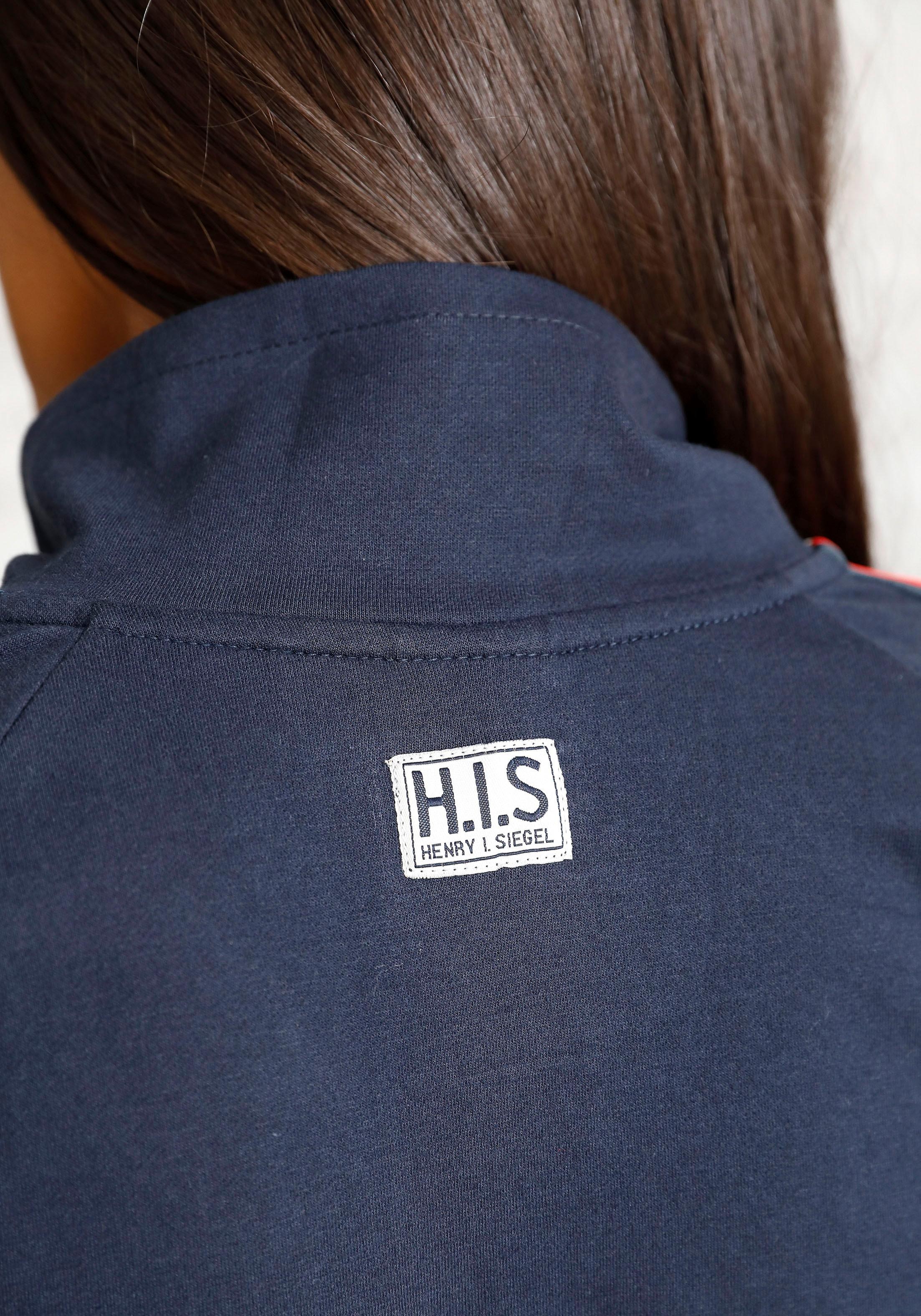 H.I.S Sweatjacke, mit den Loungeanzug Tape Loungewear, gestreiftem an Ärmeln, kaufen