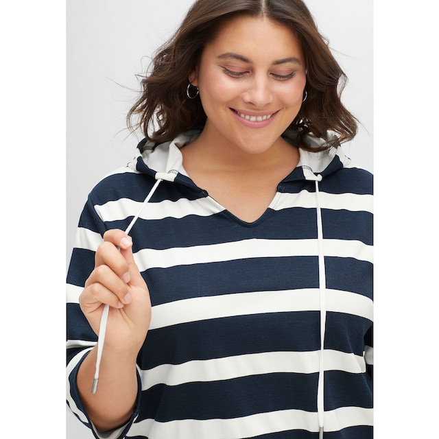 Sheego Baumwolle »Große aus reiner bestellen Größen«, 3/4-Arm-Shirt mit Kapuze,