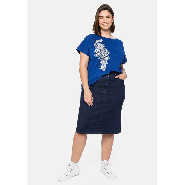 Sheego T-Shirt »Große Größen«, mit U-Boot-Ausschnitt und Kontrastdruck |  I\'m walking