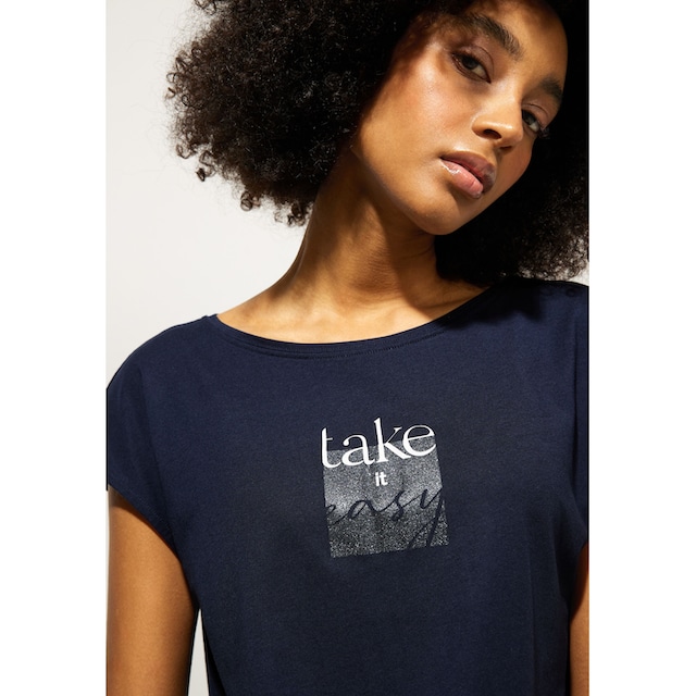 STREET ONE T-Shirt, mit Glitzer-Wording-Print bestellen | I\'m walking