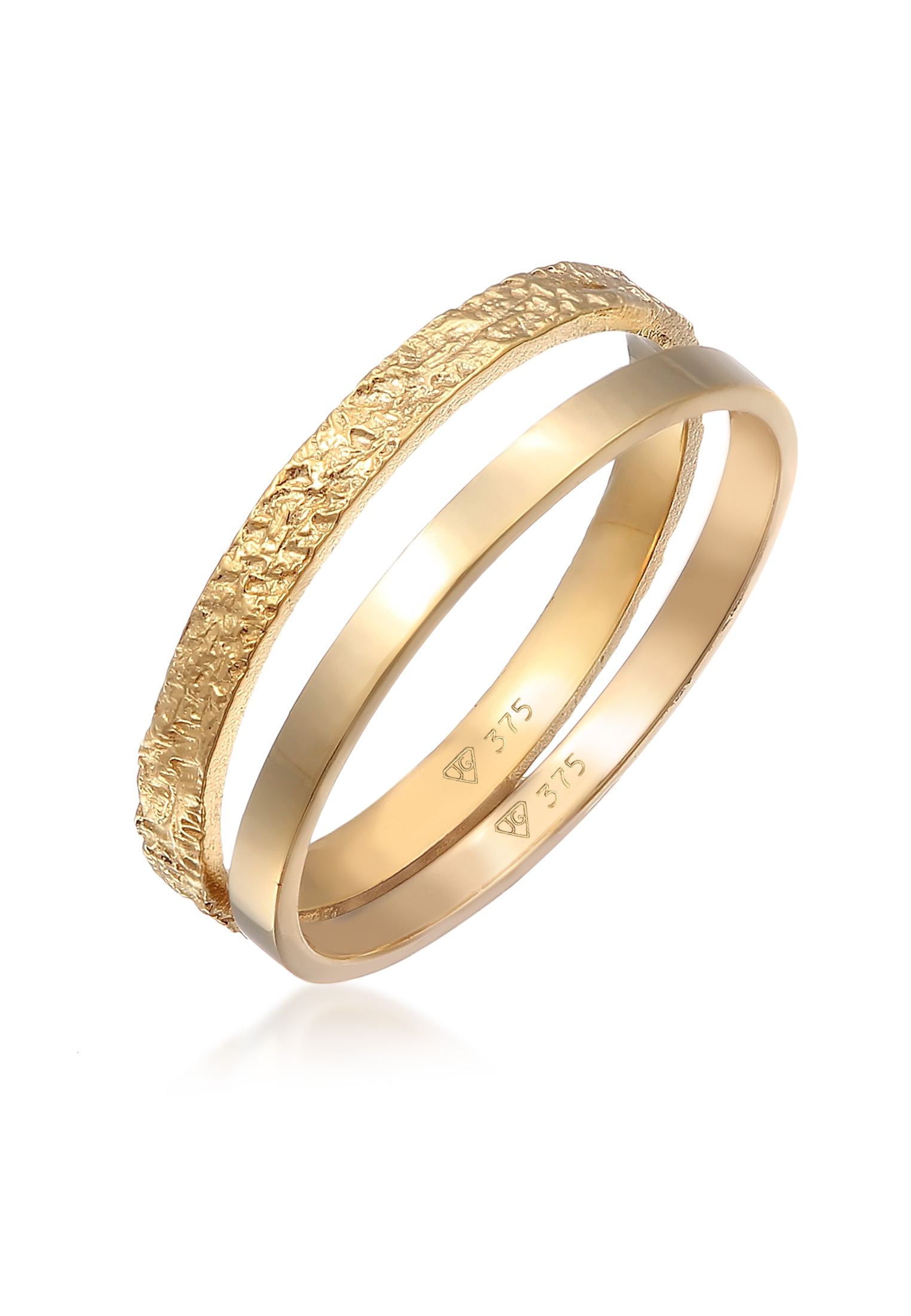 Elli Premium Ring-Set »Bandring Basic Gehämmert (Set 2-tlg) 375 Gelbgold«  online kaufen | I\'m walking