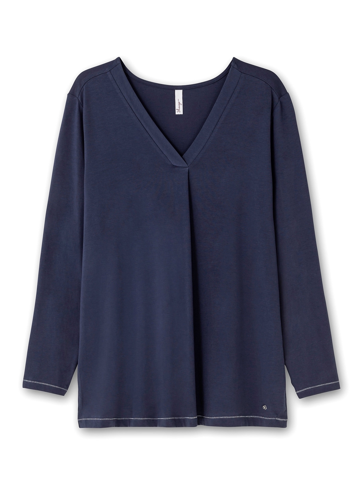 Sheego Langarmshirt »Große Größen«, in A-Linie, mit Falte vorn und  Effektgarn shoppen | V-Shirts