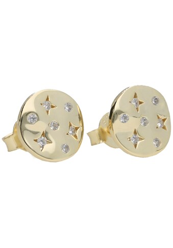 Smart Jewel Paar Ohrstecker »rund, mit Zirkonia Steinen, vergoldet, Silber 925« kaufen