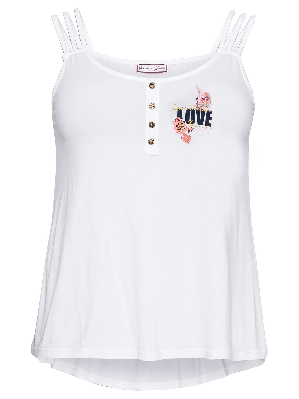 sheego by Joe Browns Spaghettitop »Top«, mit platziertem Druck und Zierknopfleiste kaufen