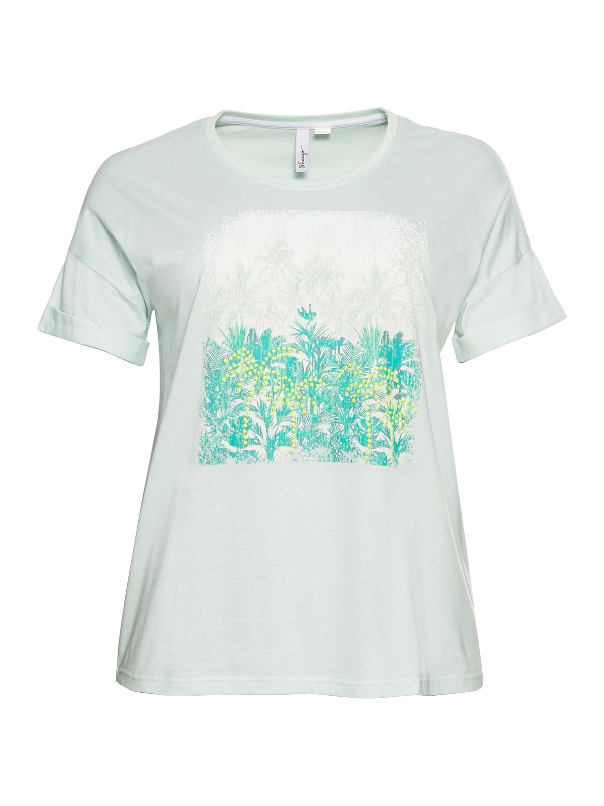 Sheego mit Frontdruck Ärmelaufschlag T-Shirt und online »Große Größen«,