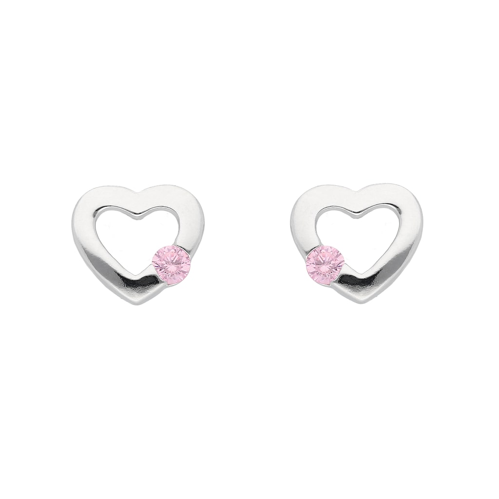 Adelia´s Paar Ohrhänger 925 Silber Ohrringe Ohrstecker Herz mit Zirkonia  Silberschmuck für Damen