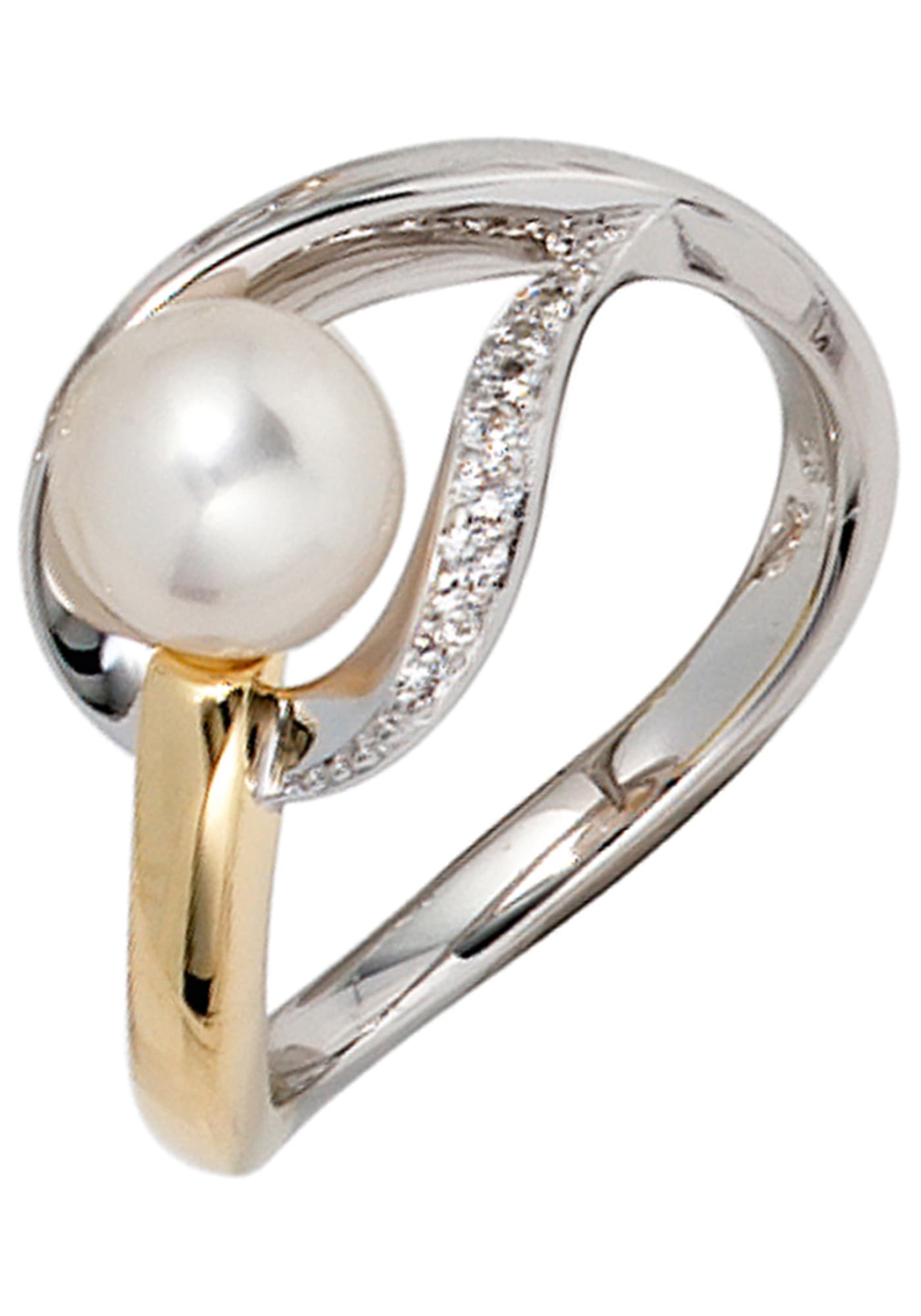 JOBO Diamantring, 585 I\'m | bestellen Gold mit Diamanten und 9 walking bicolor Perle