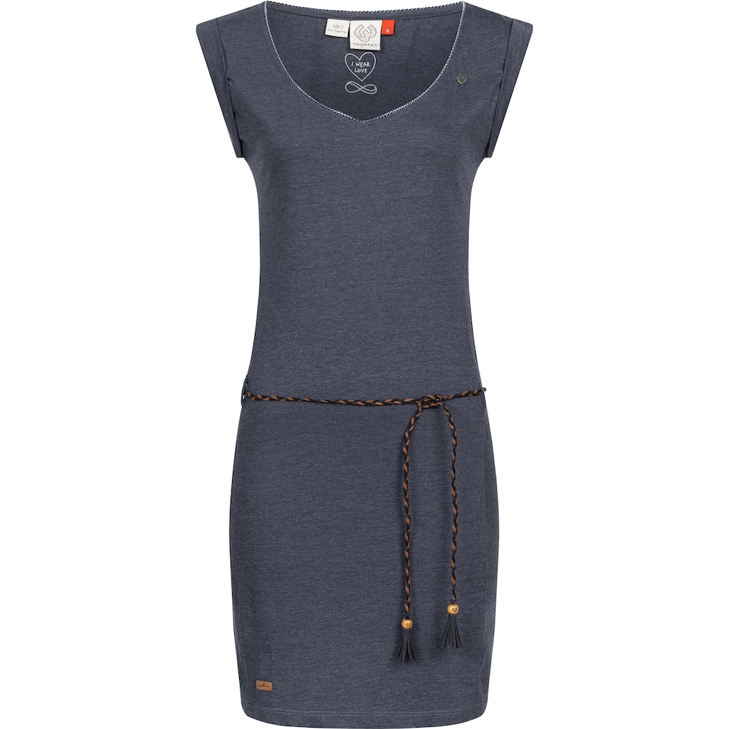 Ragwear Jerseykleid Slavka stylisches Shirtkleid mit geflochtenem Taillen Gürtel Ragwear Jerseykleid Slavka stylisches Shirtkleid mit geflochtenem Taillen Gürtel
