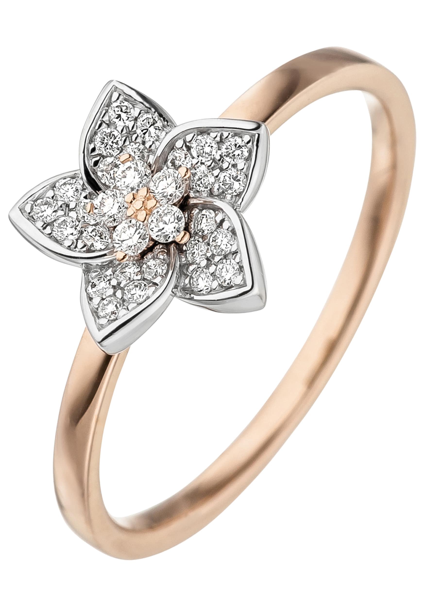 | Diamanten bestellen mit Gold 585 bicolor I\'m 30 JOBO »Blume«, Diamantring walking