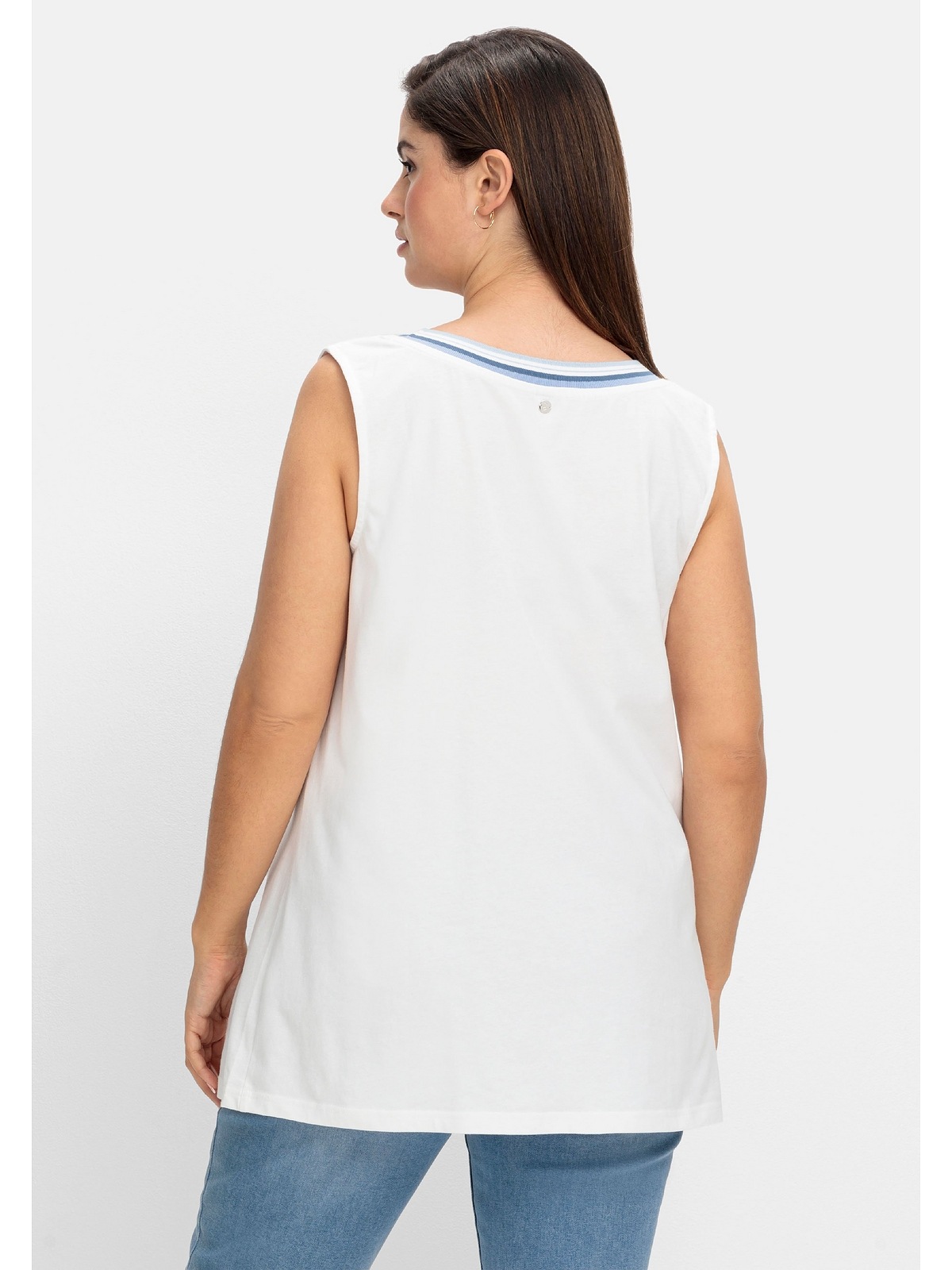 Sheego Tanktop »Große Größen«, mit gestreifter Rippblende und Wordingprint  shoppen | T-Shirts