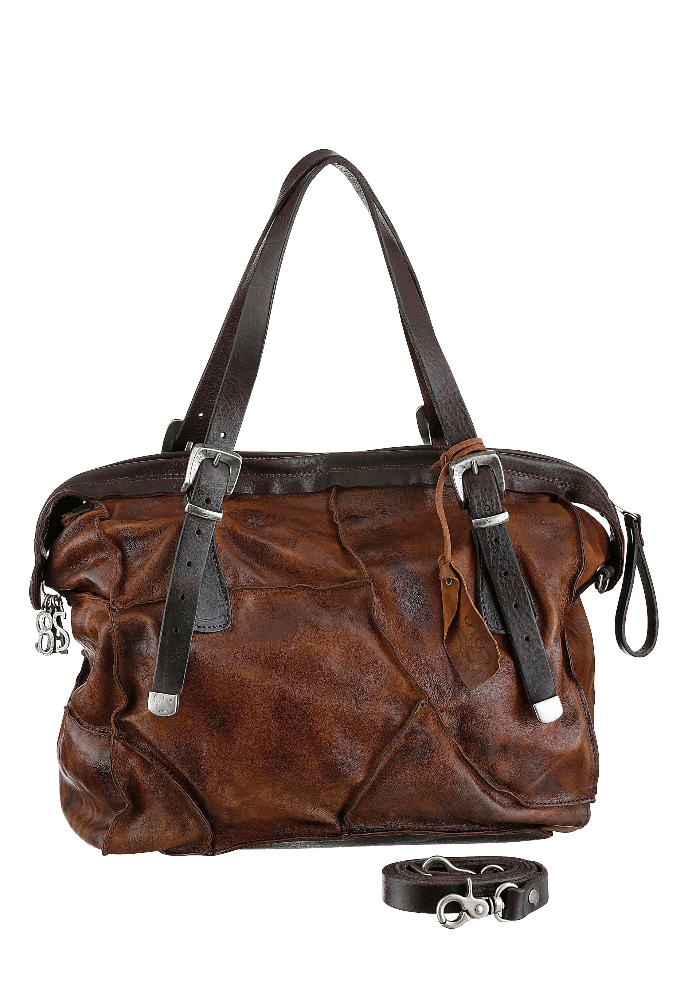 A.S.98 Henkeltasche, aus Leder mit Logo-Anhänger kaufen