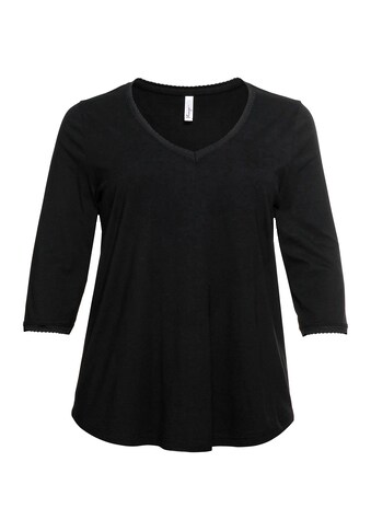Sheego 3/4-Arm-Shirt »Shirt«, mit V-Ausschnitt, in leichter A-Linie kaufen