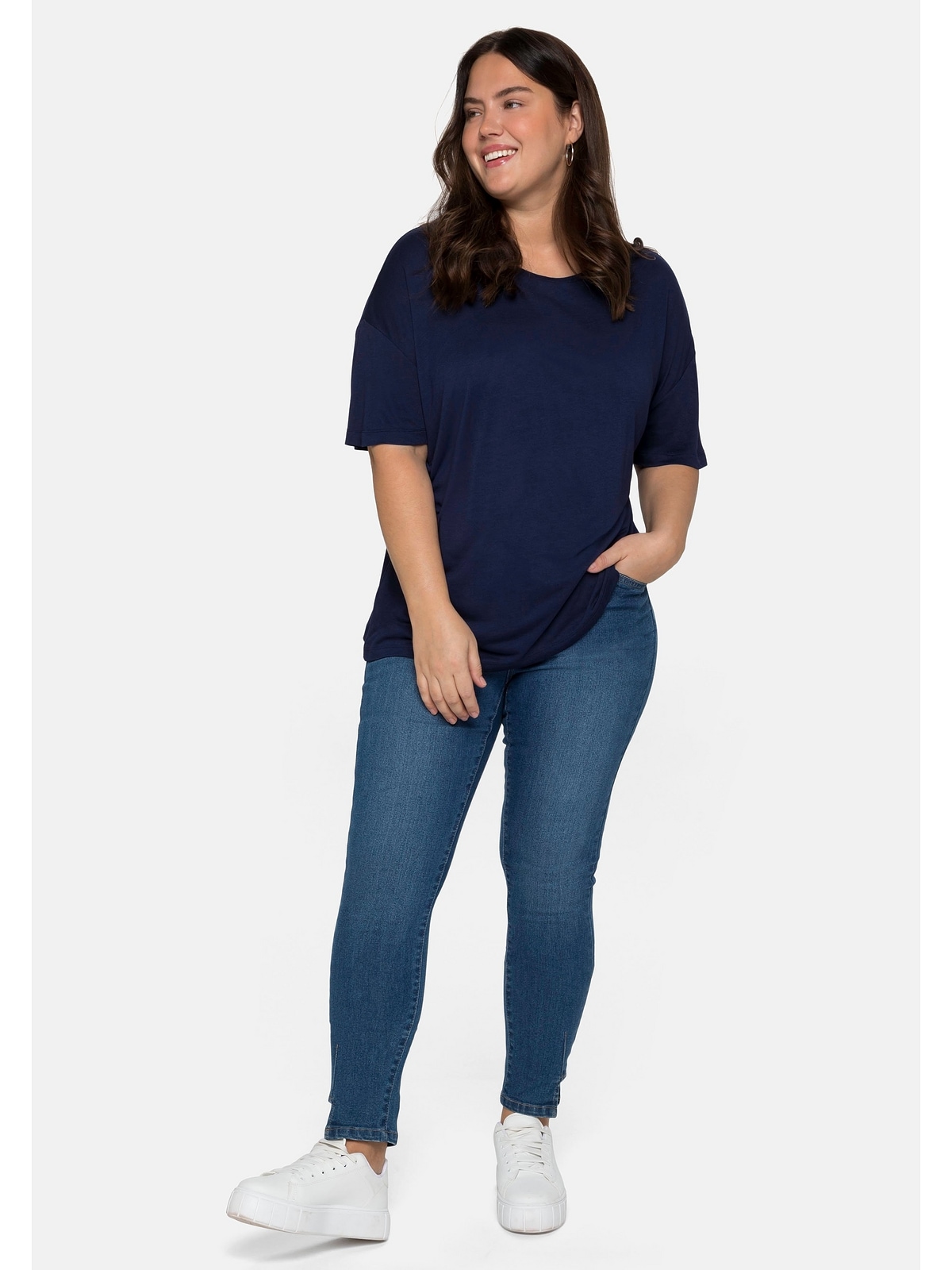 Sheego T-Shirt »Große Größen«, mit | und I\'m walking kaufen asymmetrischem Faltendetail Saum