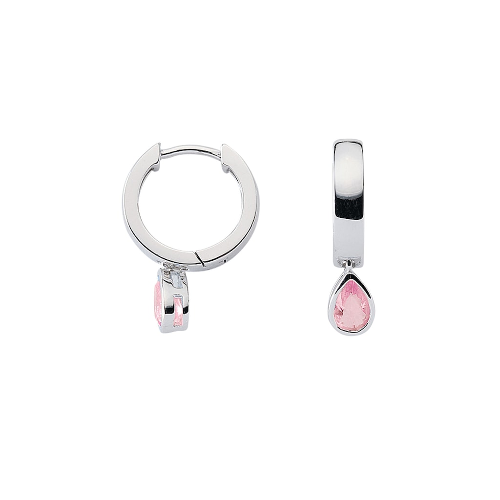 Adelia´s Paar Ohrhänger 925 Silber Ohrringe Creolen Ø 14 7 mm mit Zirkonia  Silberschmuck für Damen