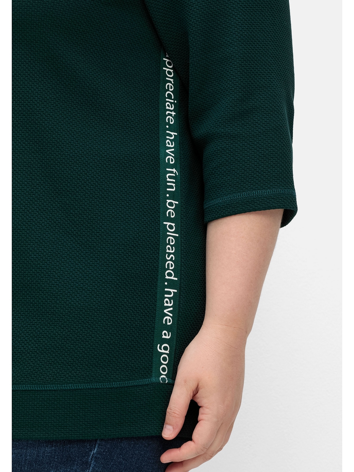 Sheego Sweatshirt mit seitlich Zierband »Große shoppen aus Waffelpiqué, Größen«