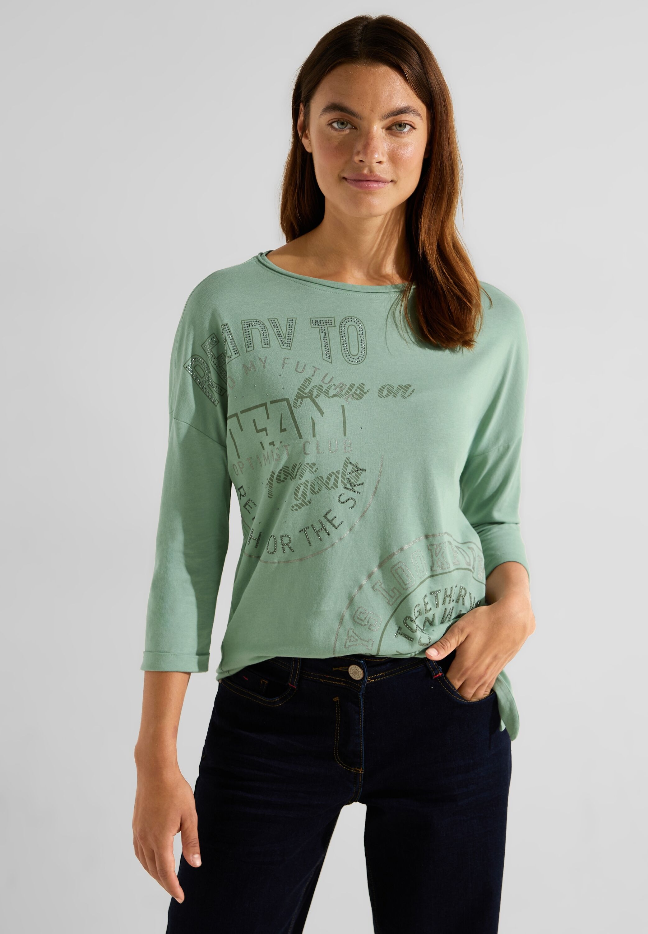 Cecil 3/4-Arm-Shirt, mit Fotoprint Wording online walking und kaufen I\'m 
