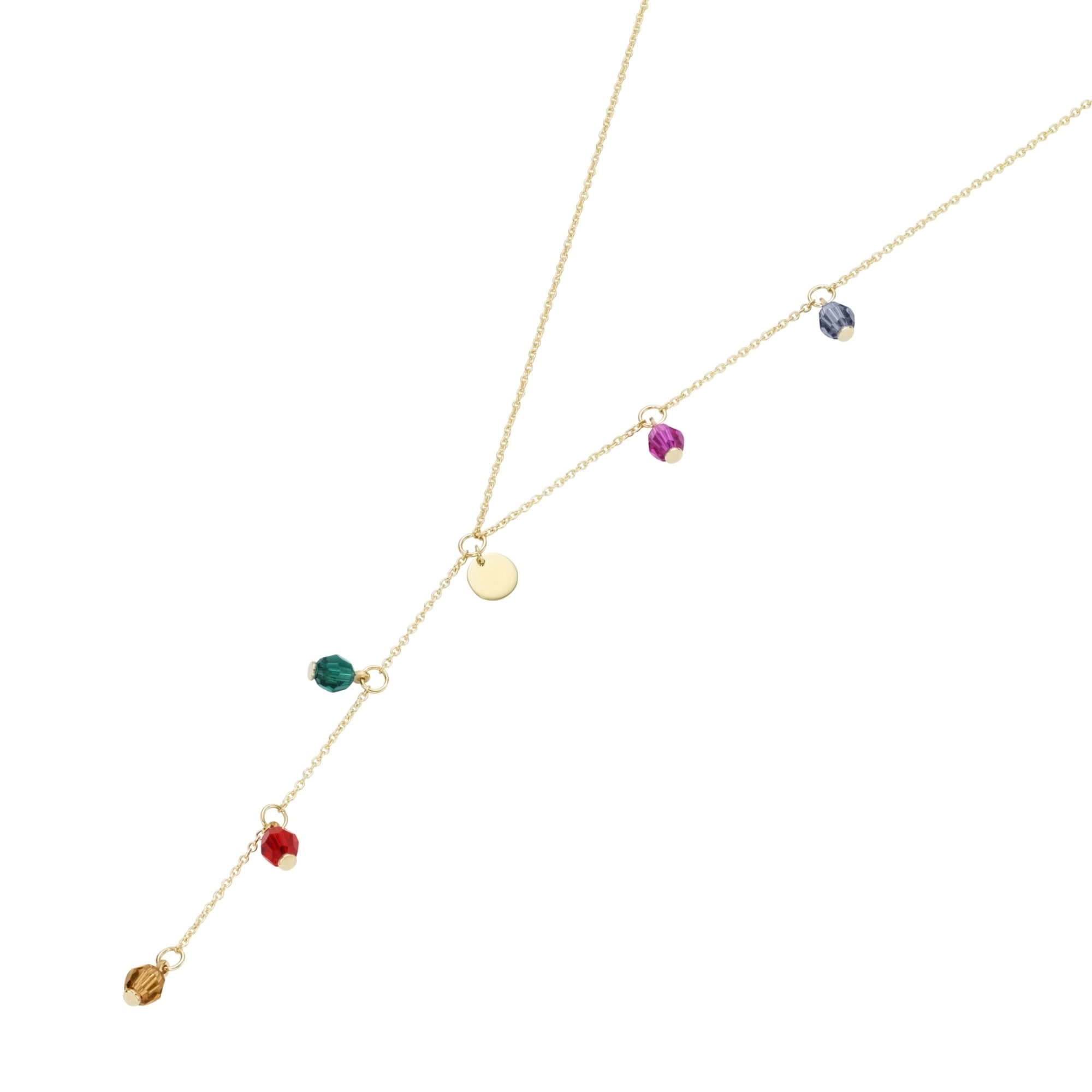 Luigi Merano Goldkette »Y-Collier, farbige Kristallstein-Kugeln + 1  Plättchen, Gold 375« kaufen | I\'m walking