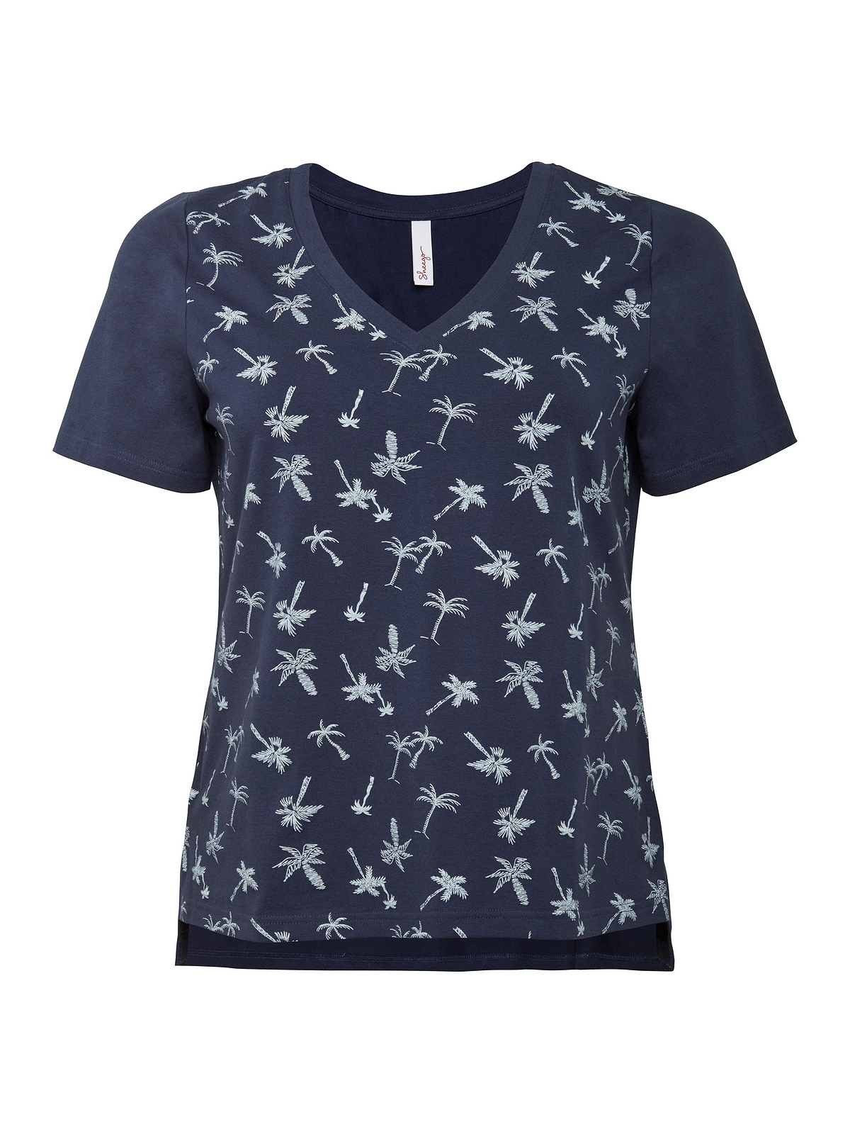 Palmenprint | tiefem walking I\'m T-Shirt kaufen Größen«, Sheego »Große mit und vorn V-Ausschnitt