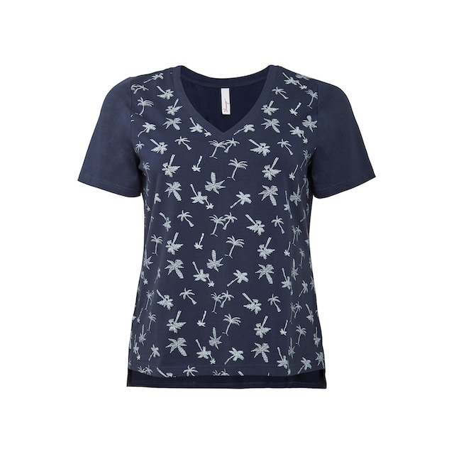 Sheego T-Shirt »Große Größen«, mit tiefem V-Ausschnitt und Palmenprint vorn  kaufen | I'm walking