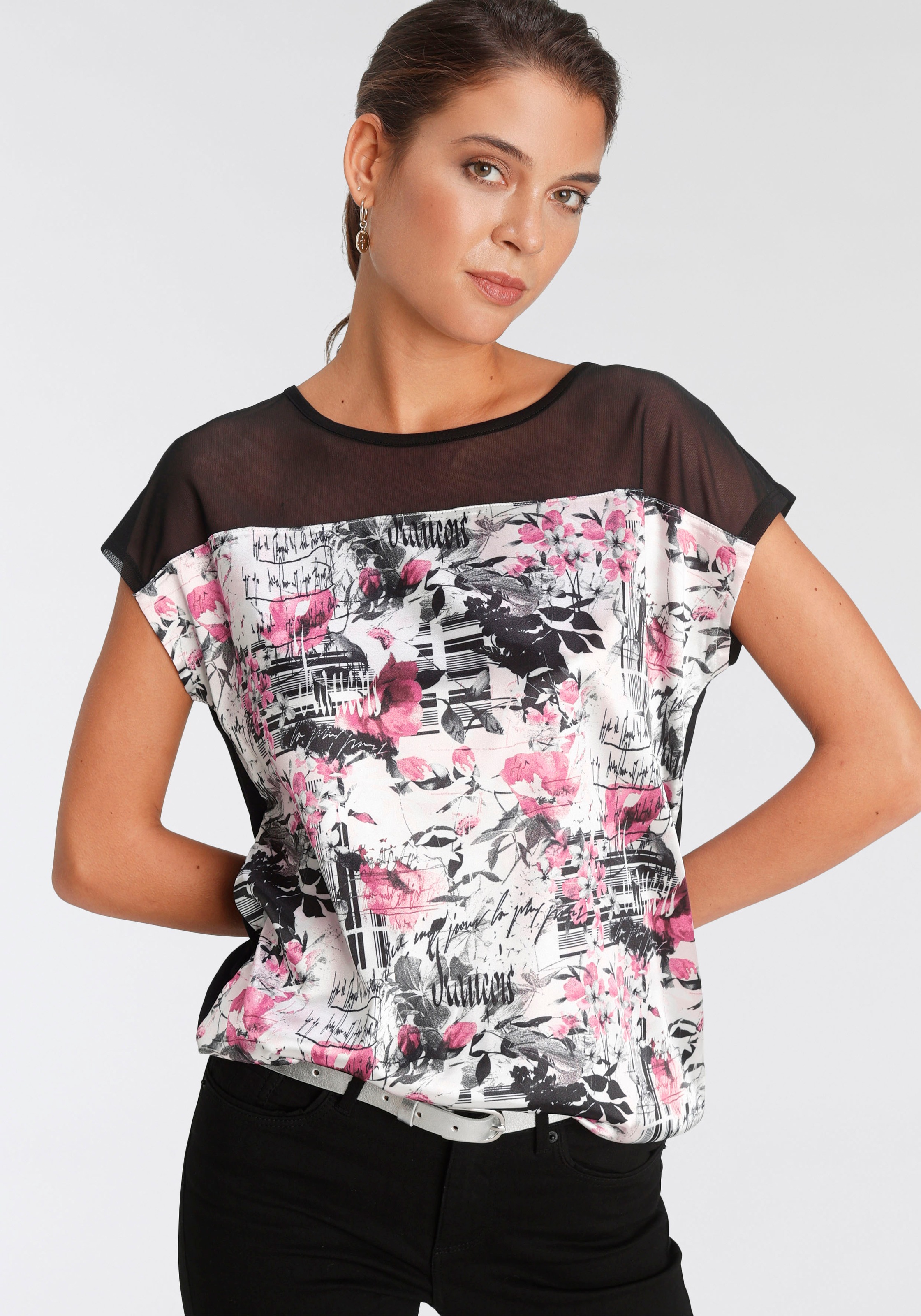Melrose shoppen Shirtbluse, aus und Satin Mesh