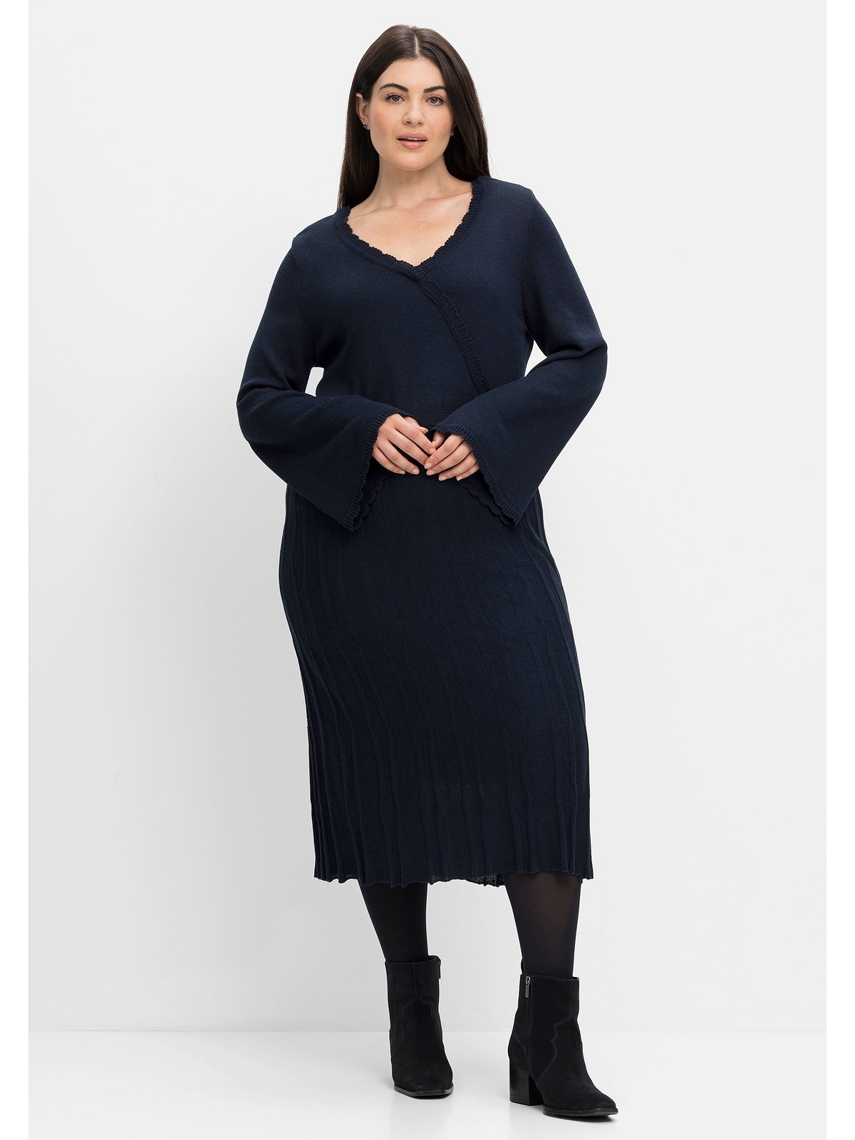 Sheego Strickkleid »Große Größen«, in Wickeloptik, mit Jersey-Unterkleid  kaufen
