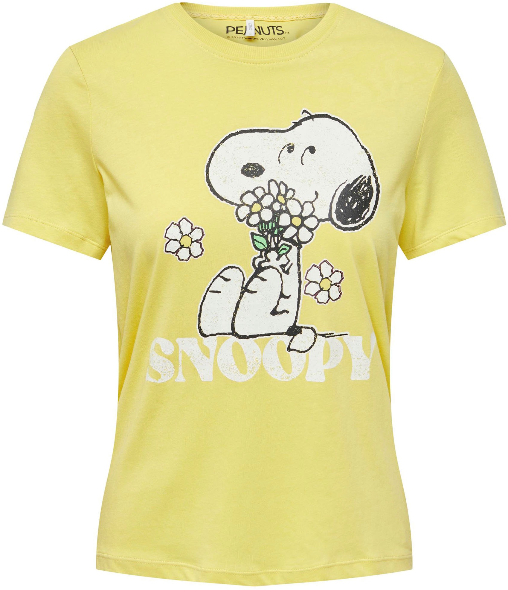 ONLY Kurzarmshirt »ONLPEANUTS unterschiedliche BOX S/S bestellen JRS«, FLOWER walking | I\'m Snoopy Prints REG TOP