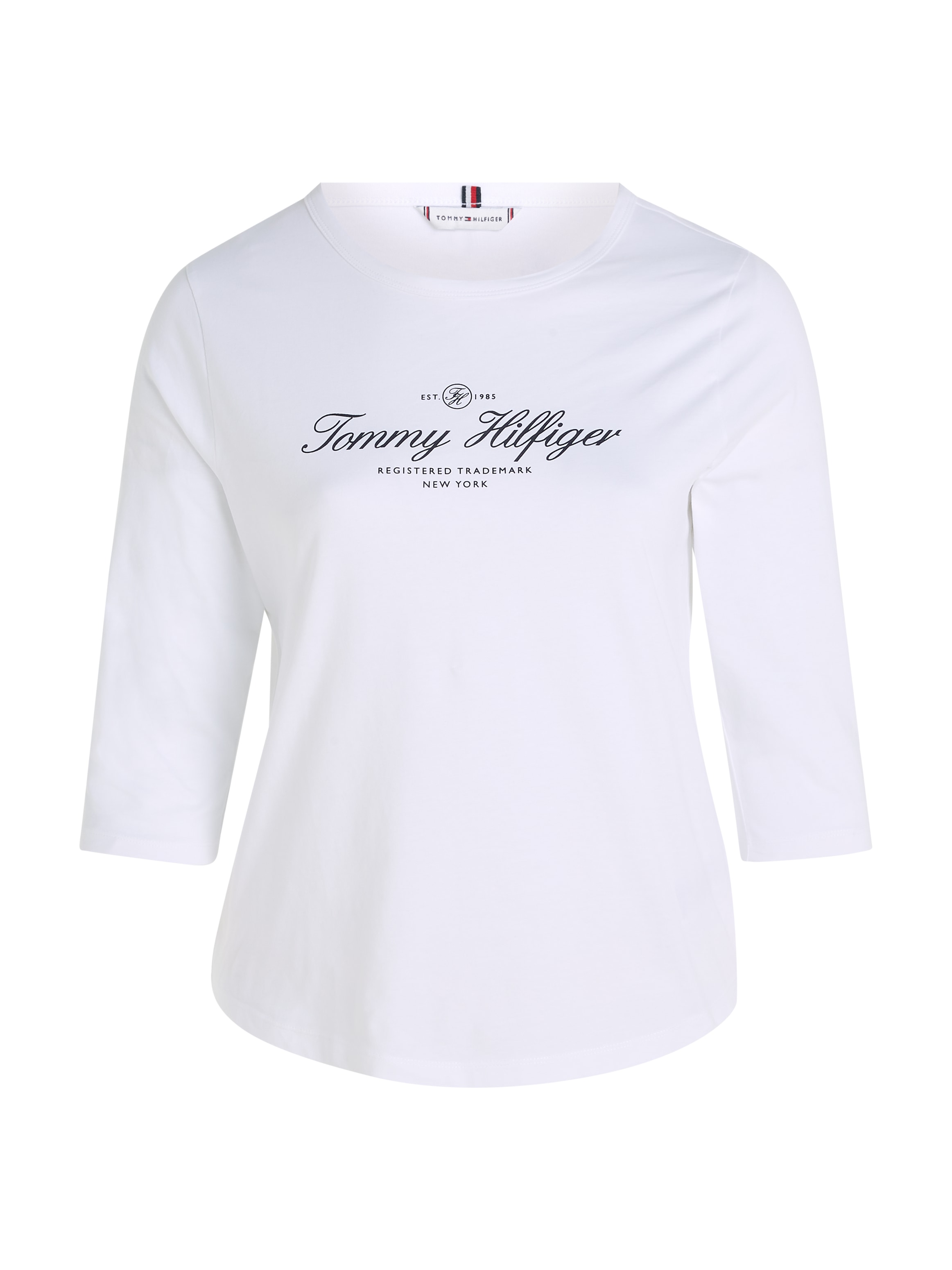 Tommy Hilfiger I\'m Signature bestellen SLIM SIGNATURE Langarmshirt Curve SIZE | Logo-Schriftzug NK PLUS walking »CRV OPN CURVE,mit Hilfiger Tommy 3/4SLV«
