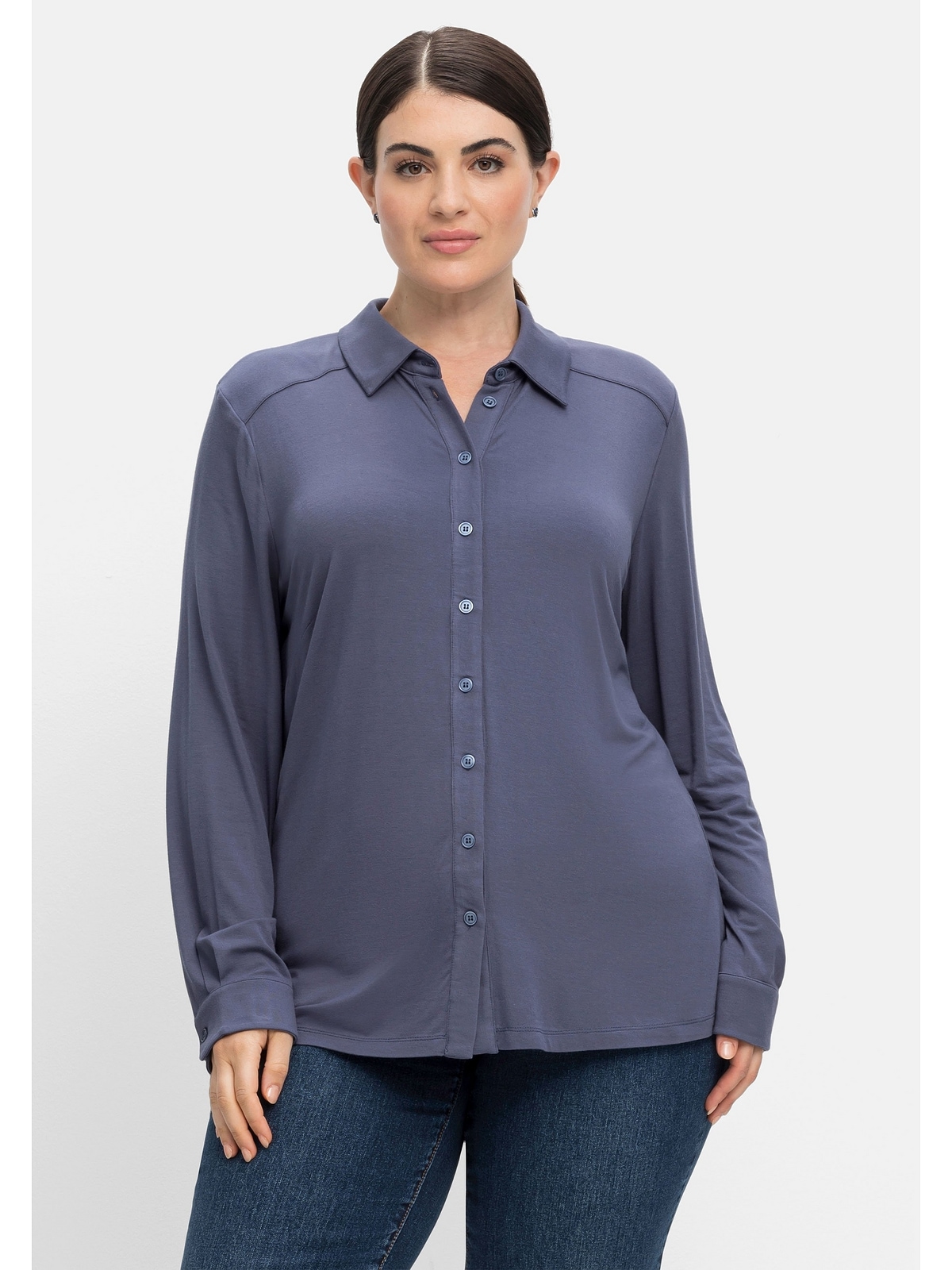 aus bestellen Größen«, elastischer Hemdbluse walking »Große Sheego Viskose-Jerseyware | I\'m