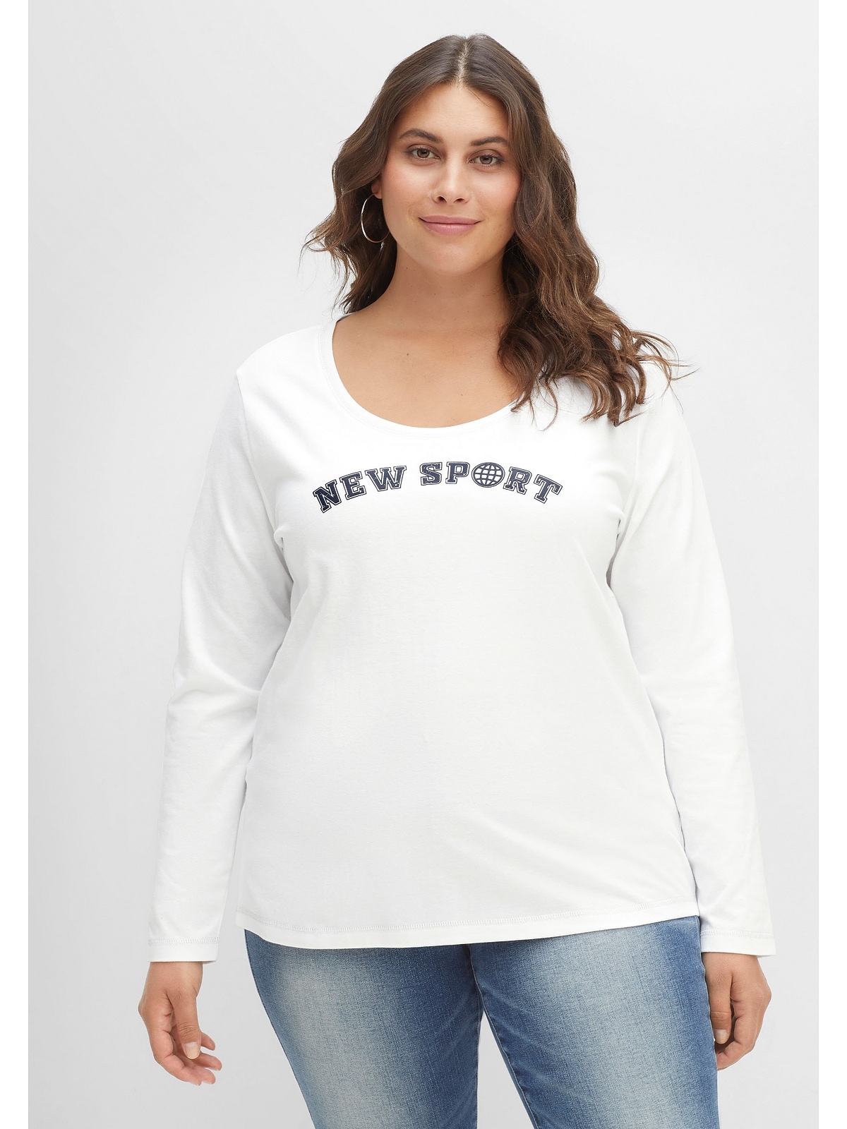 Sheego Langarmshirt »Große Größen«, mit Frontdruck im College-Stil  bestellen | I\'m walking | V-Shirts