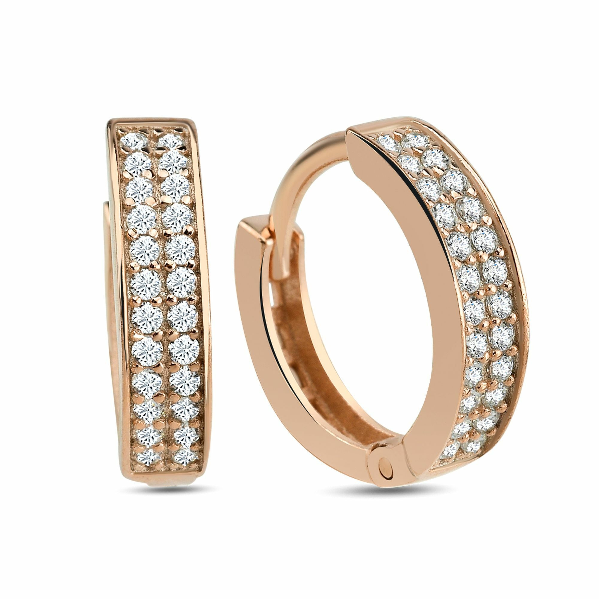 dKeniz Paar Creolen »925/- Sterling Silber rosévergoldet Pave« kaufen