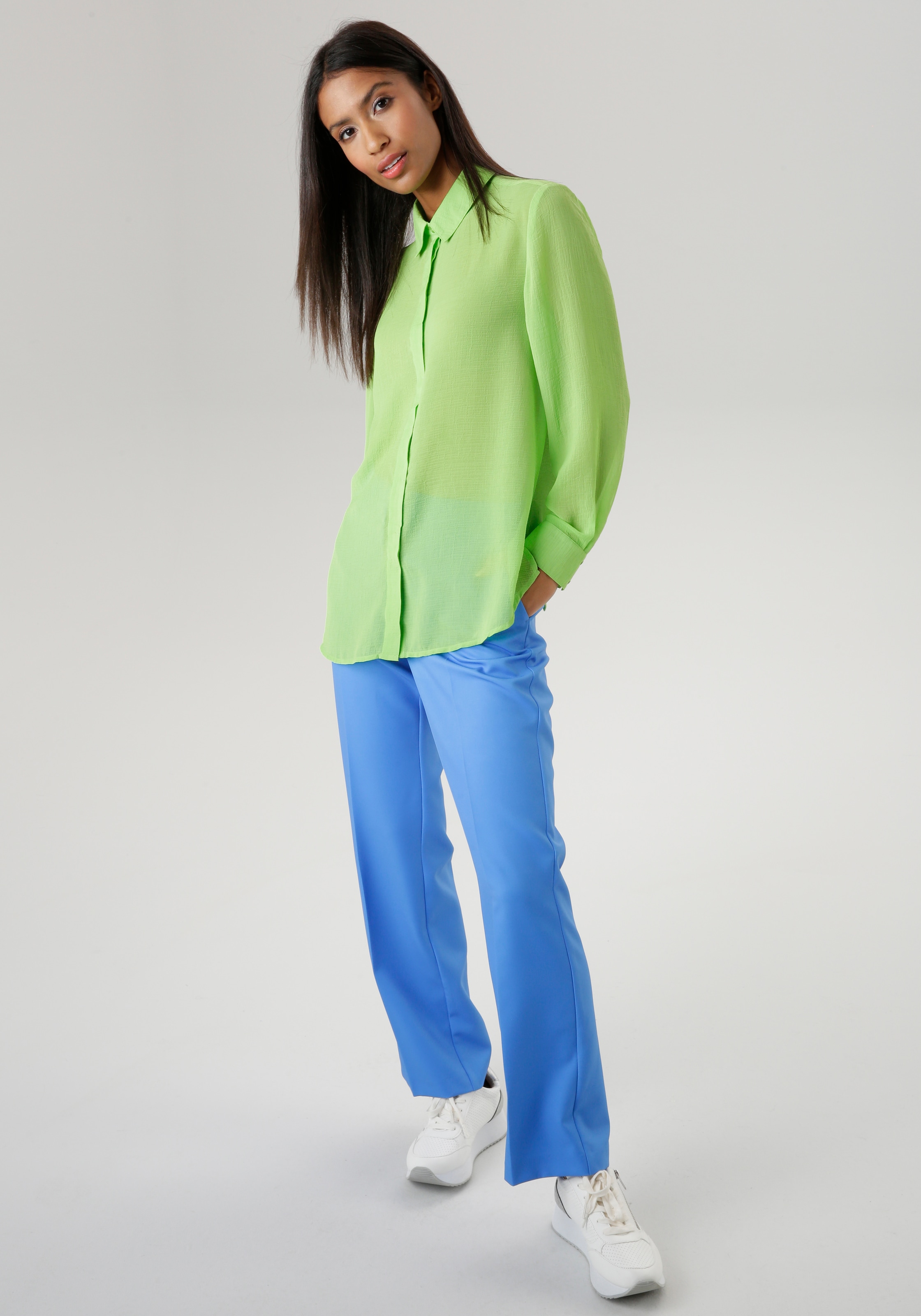 KOLLEKTION kaufen NEUE walking mit Hemdbluse, Strukturmuster - Chiffon online transparentem | aus I\'m SELECTED Aniston
