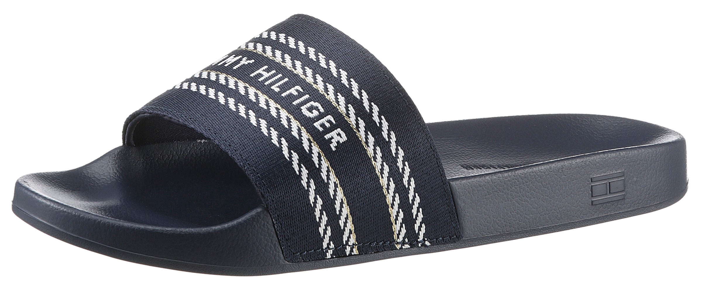 Tommy Hilfiger Pantolette TOMMY WEBBING SLIDE mit Logo auf der Bandage