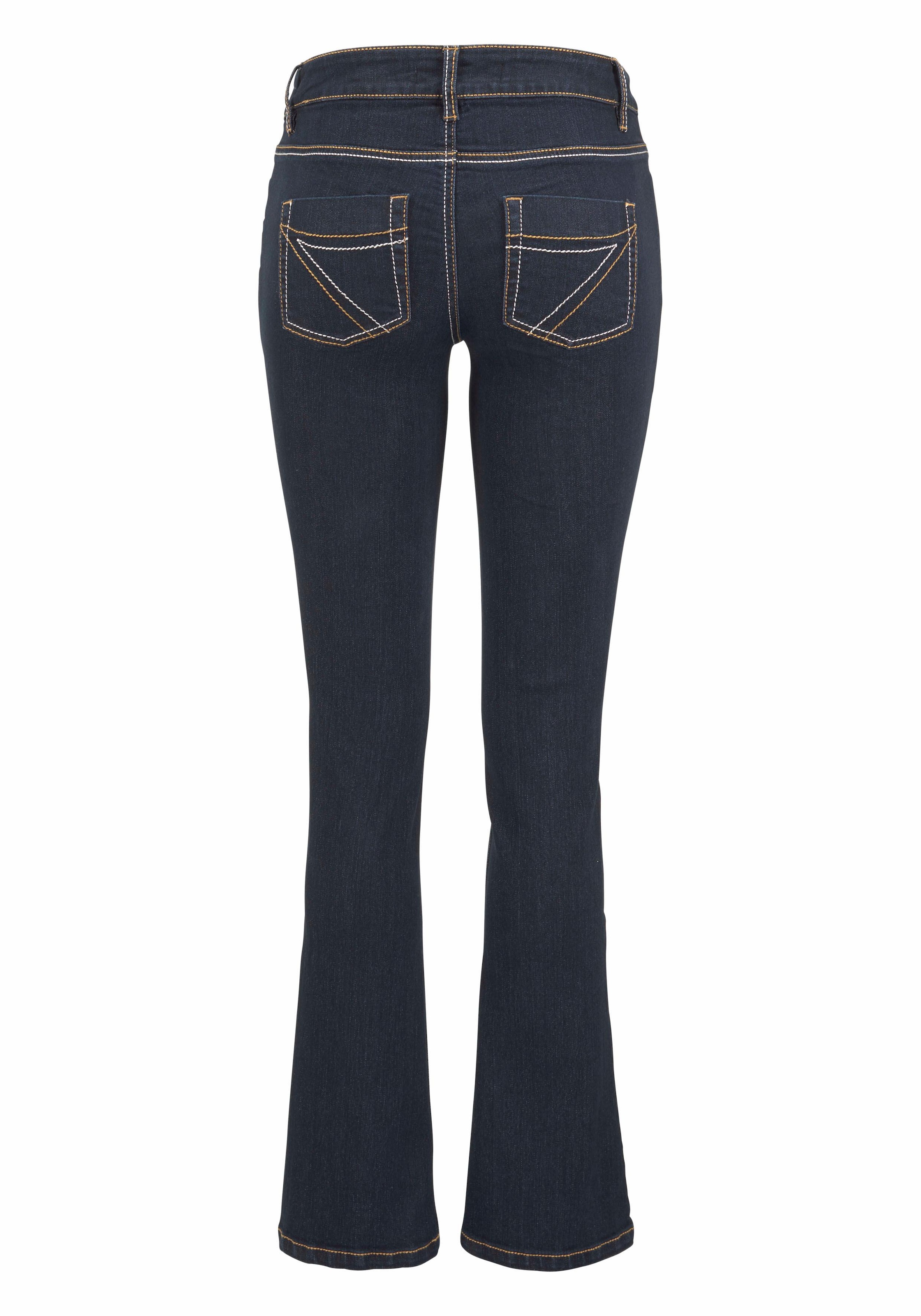 Arizona Bootcut-Jeans »mit Kontrastnähten«, Mid Waist shoppen | I\'m walking | Stretchjeans