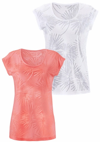 Beachtime T-Shirt, (2er-Pack), Ausbrenner-Qualität mit leicht transparenten Palmen kaufen