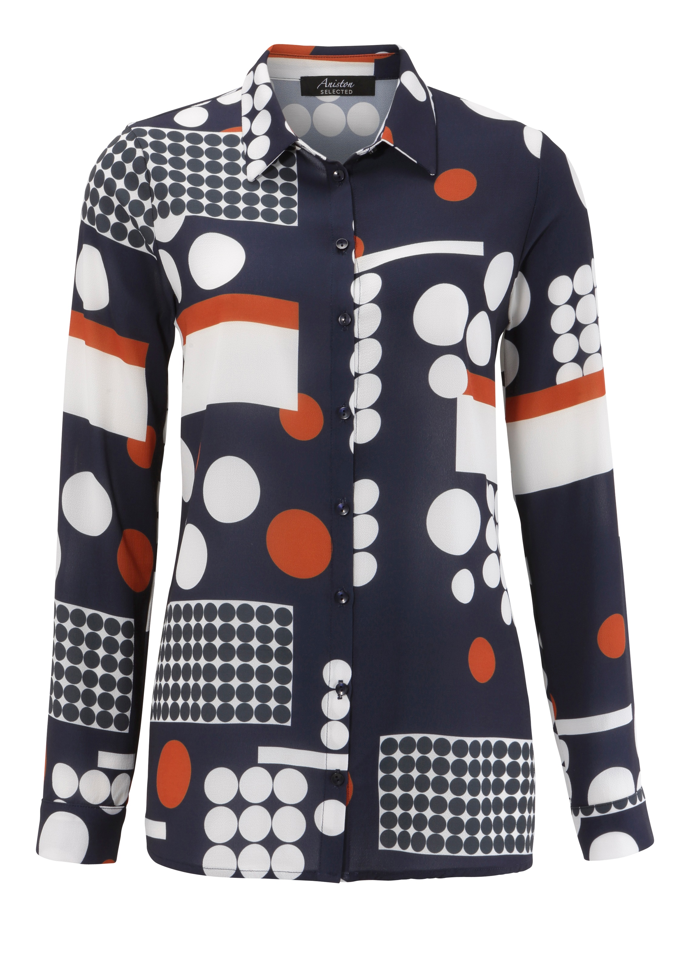 Aniston SELECTED Overhemdblouse met moderne stippeltjesprint