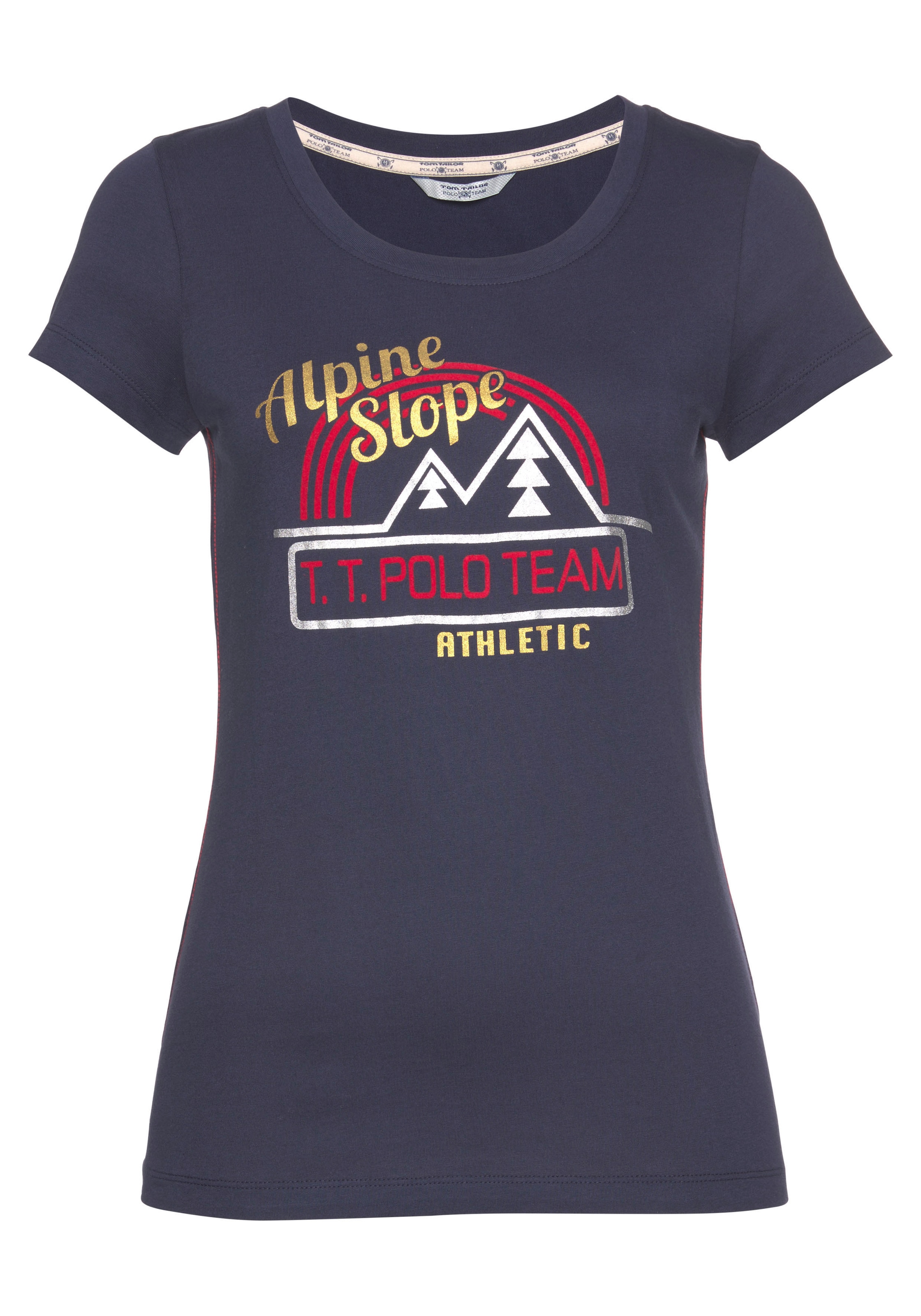 bestellen Polo Alpine-Desing Team T-Shirt, Frontdruck winterlichen im TAILOR TOM mit