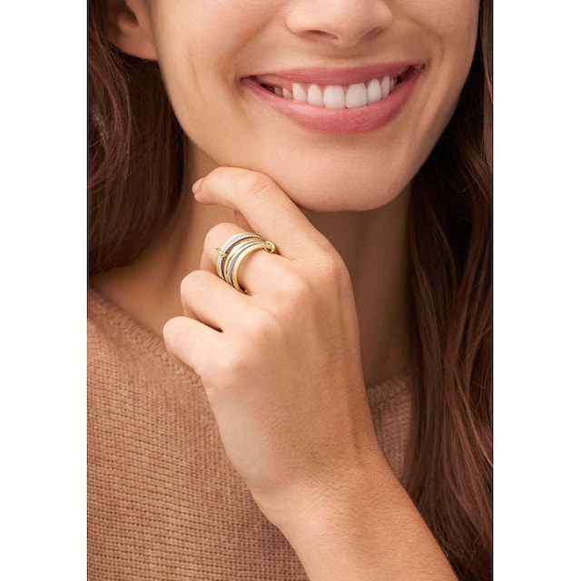 Fossil Fingerring »JEWELRY ALL STACKED UP TWO-TONE PRESTACK RING,  JF04592998«, mit Glassteinen | I\'m walking