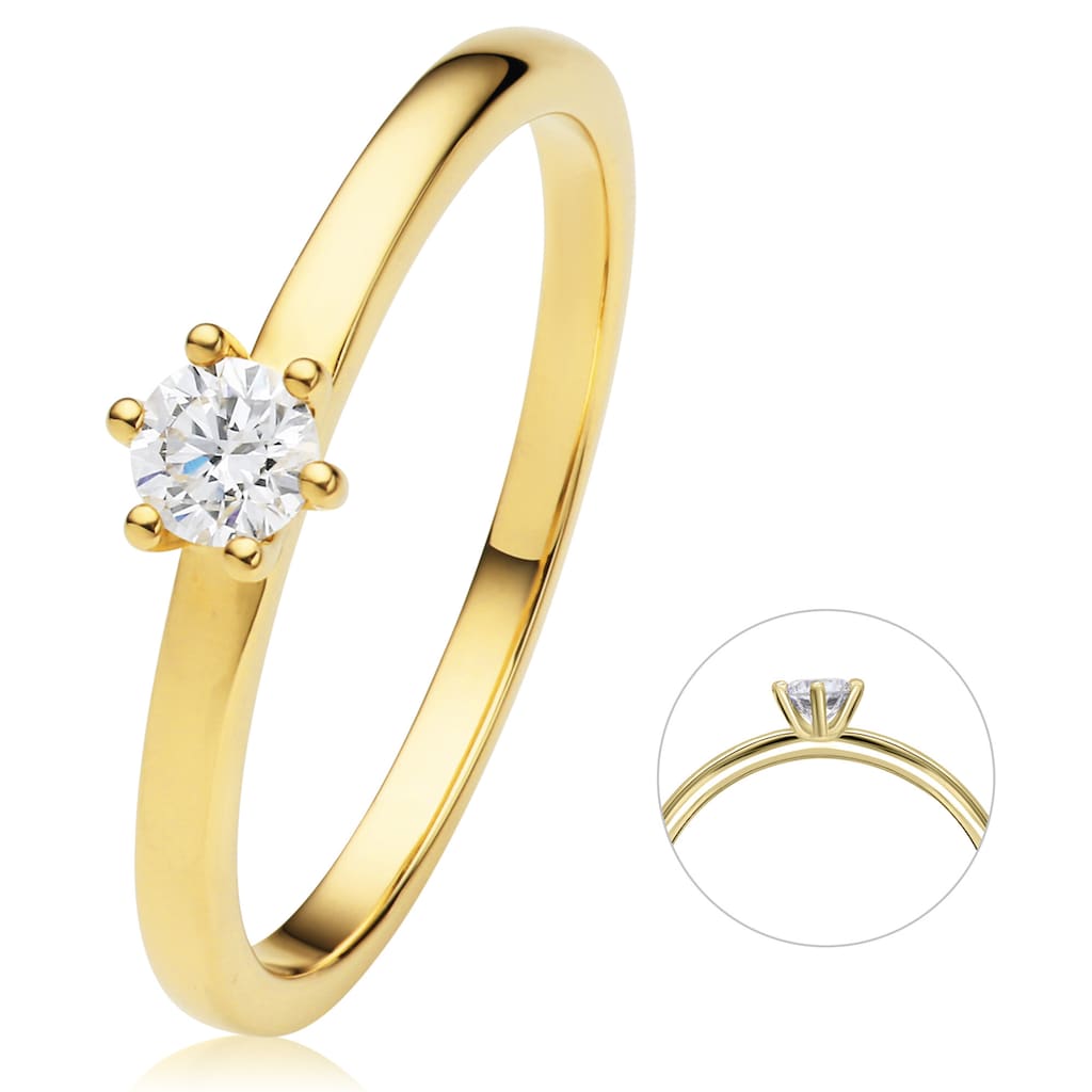 ONE ELEMENT Diamantring 0 20 ct Diamant Brillant Ring aus 750 Gelbgold Damen Gold Schmuck