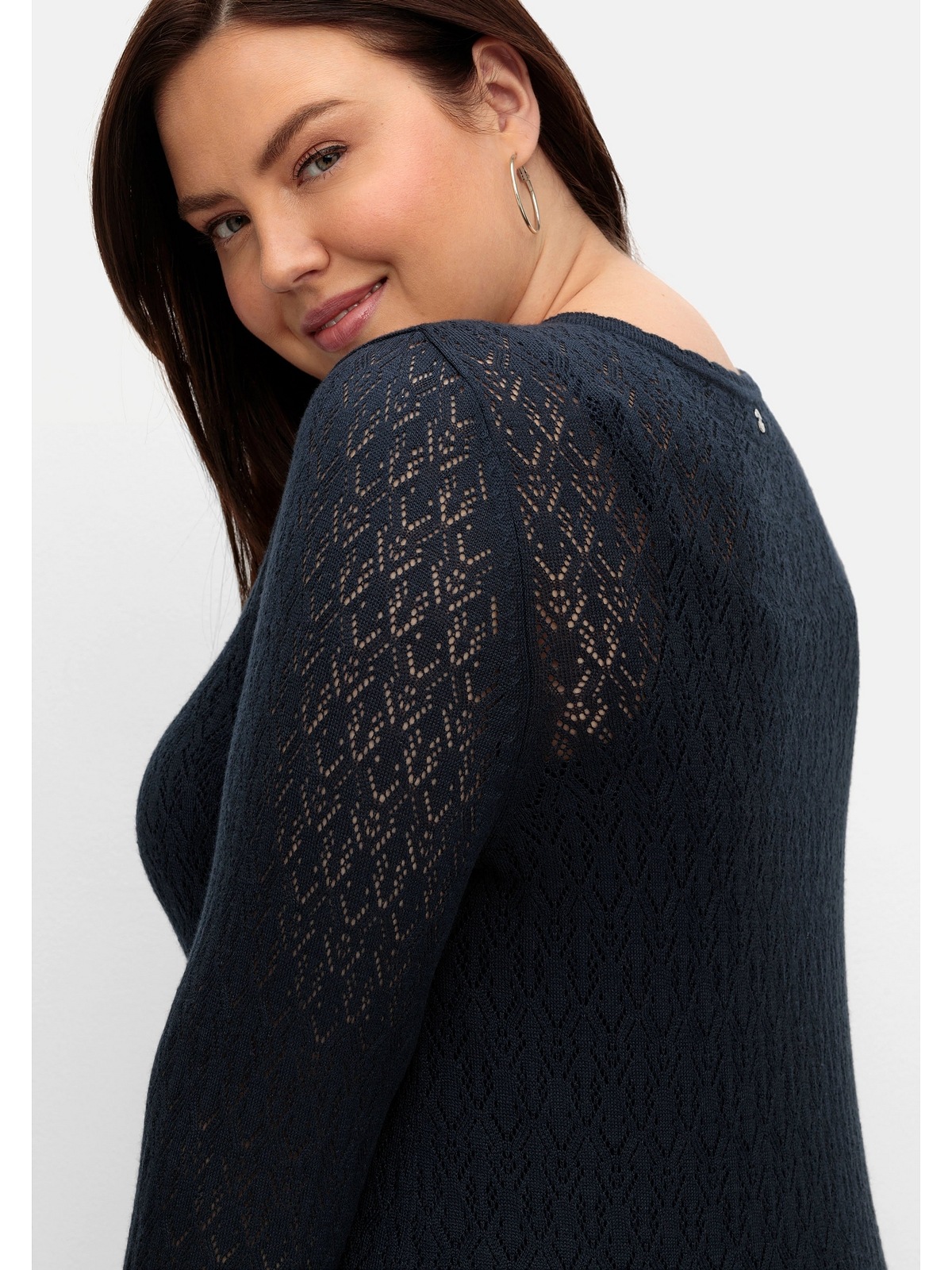 Sheego V-Ausschnitt-Pullover »Große Größen«, aus Ajourstrick, in leichter A- Linie online kaufen | I\'m walking