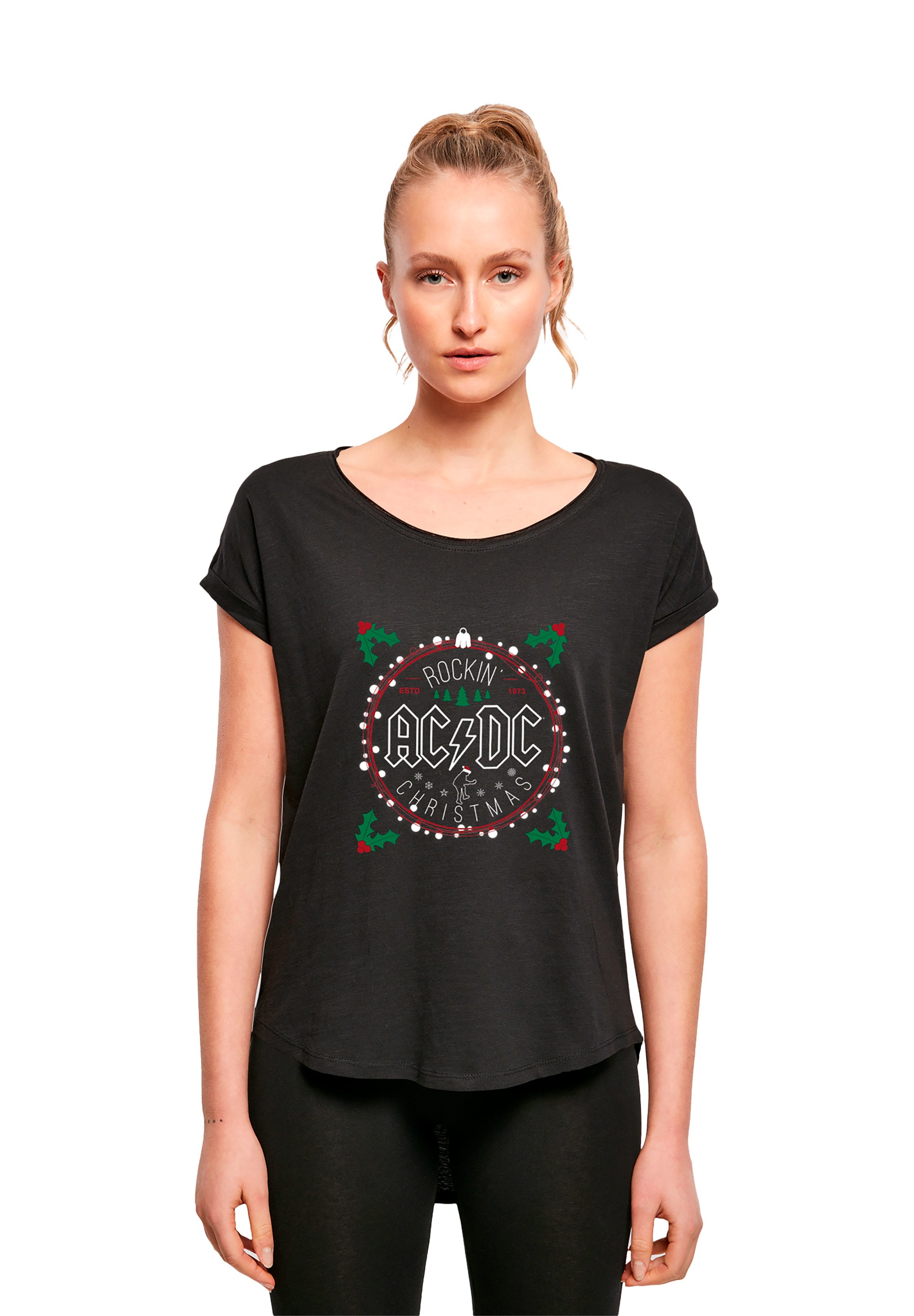 F4NT4STIC T-Shirt »ACDC Rockin Christmas - Premium Rock Metal Musik Fan  Merch«, Damen,Premium Merch,Lang,Longshirt,Bandshirt kaufen | I\'m walking